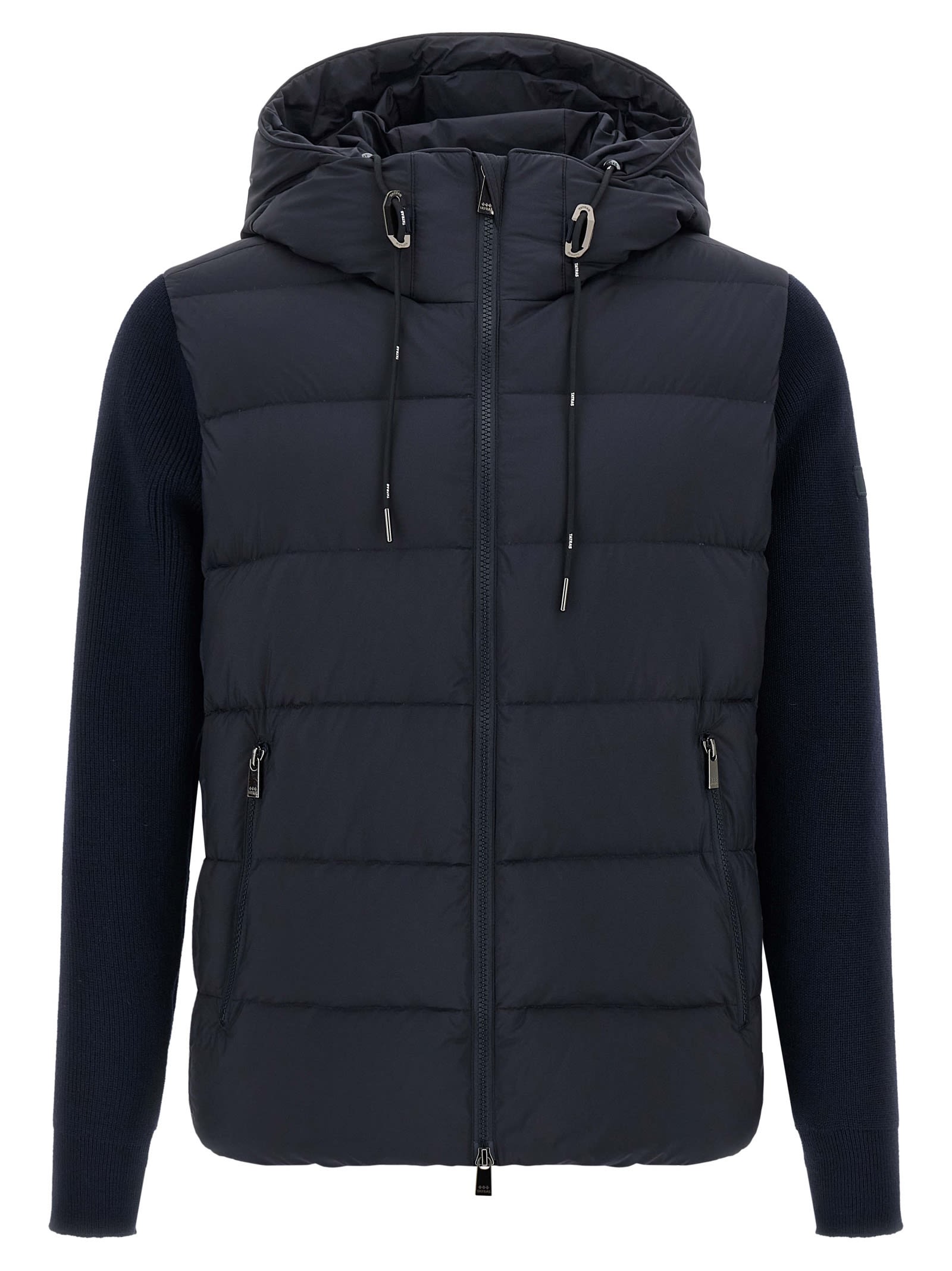 Tatras Keitie Black Down Jacket With Drawstring Hood And Logo Patch On The Side In Tech Fabric Man In Blue