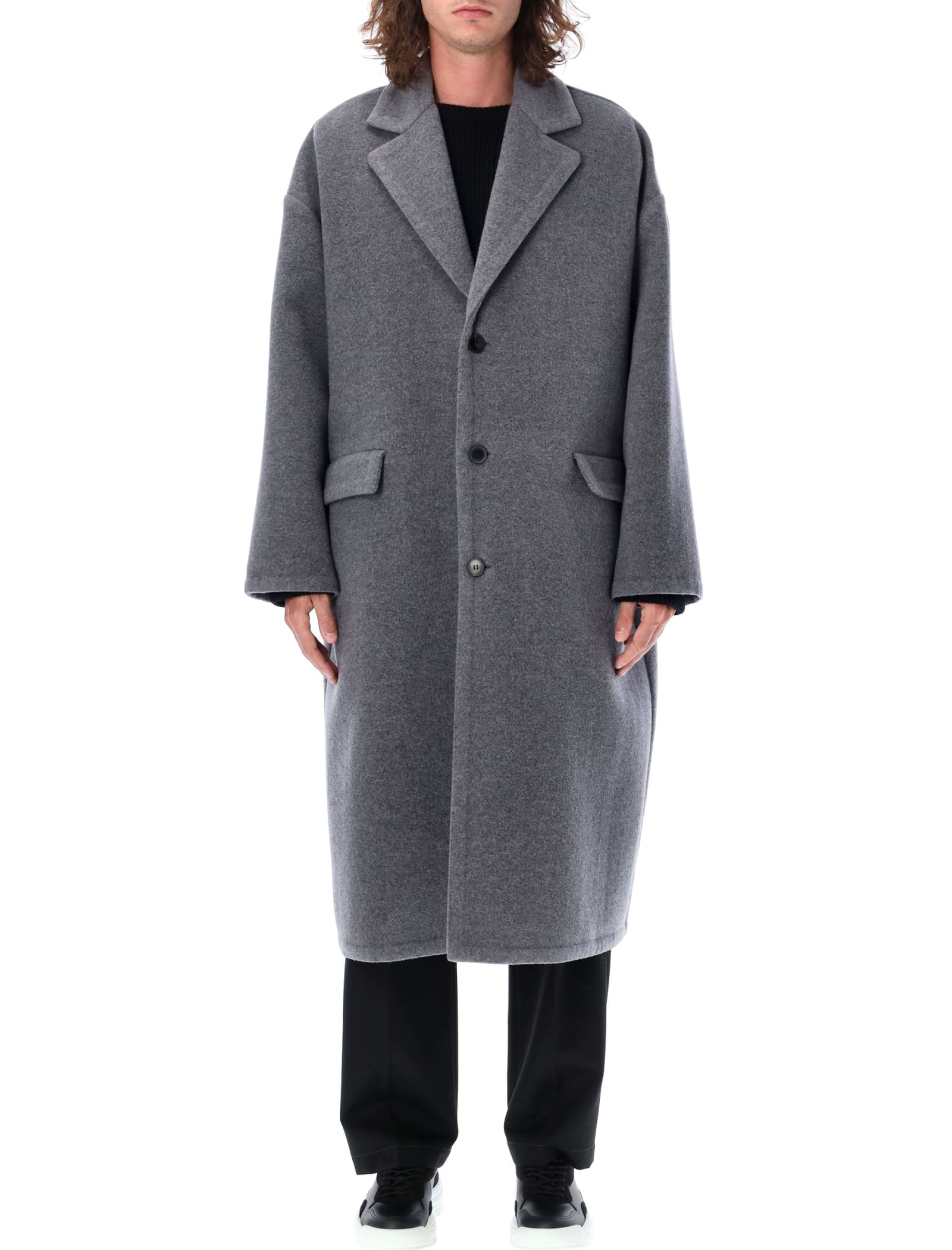 Shop Valentino Cocoon Coat In Grigio