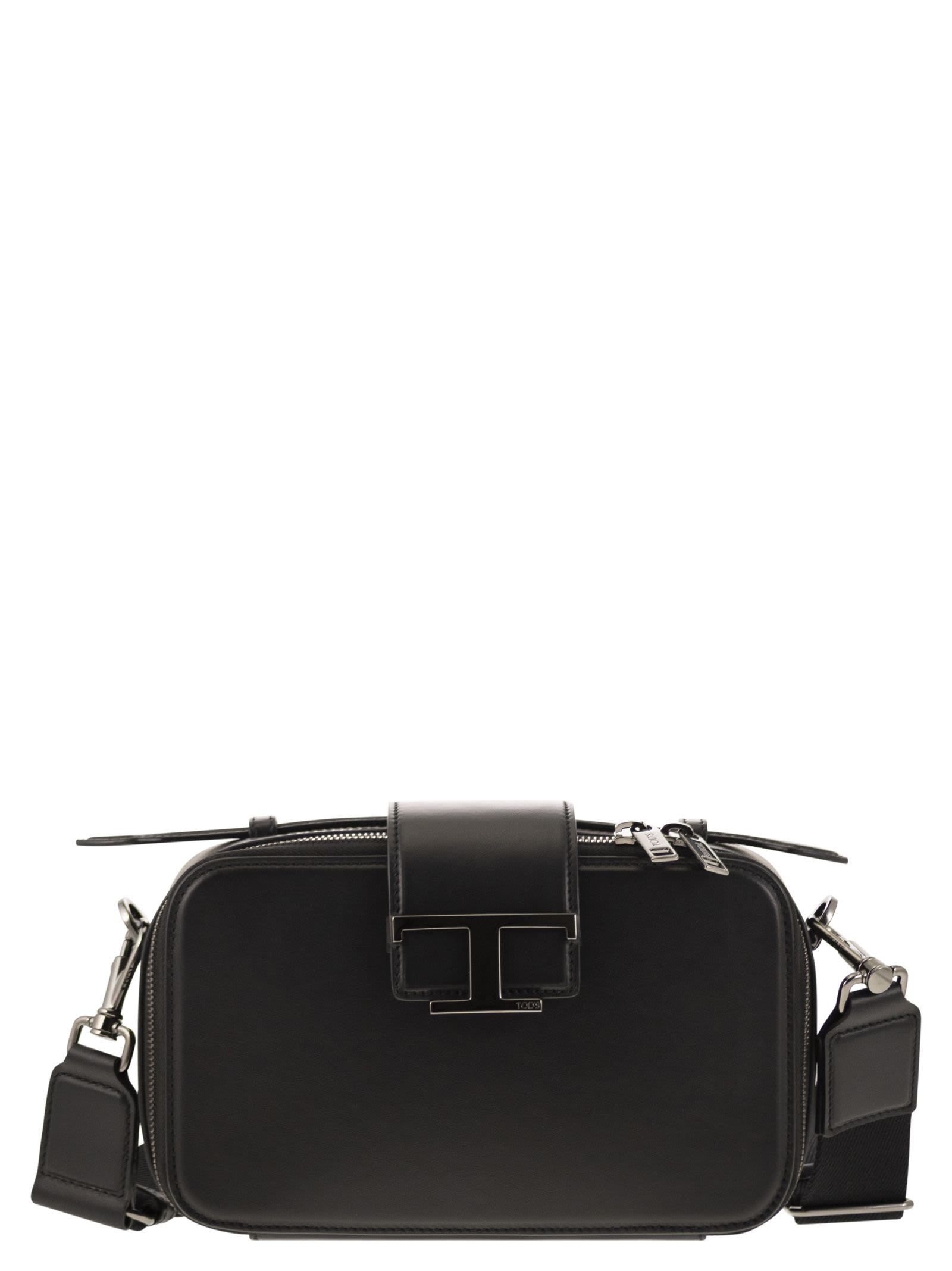 Shop Tod's Leather Mini Camera Bag In Black