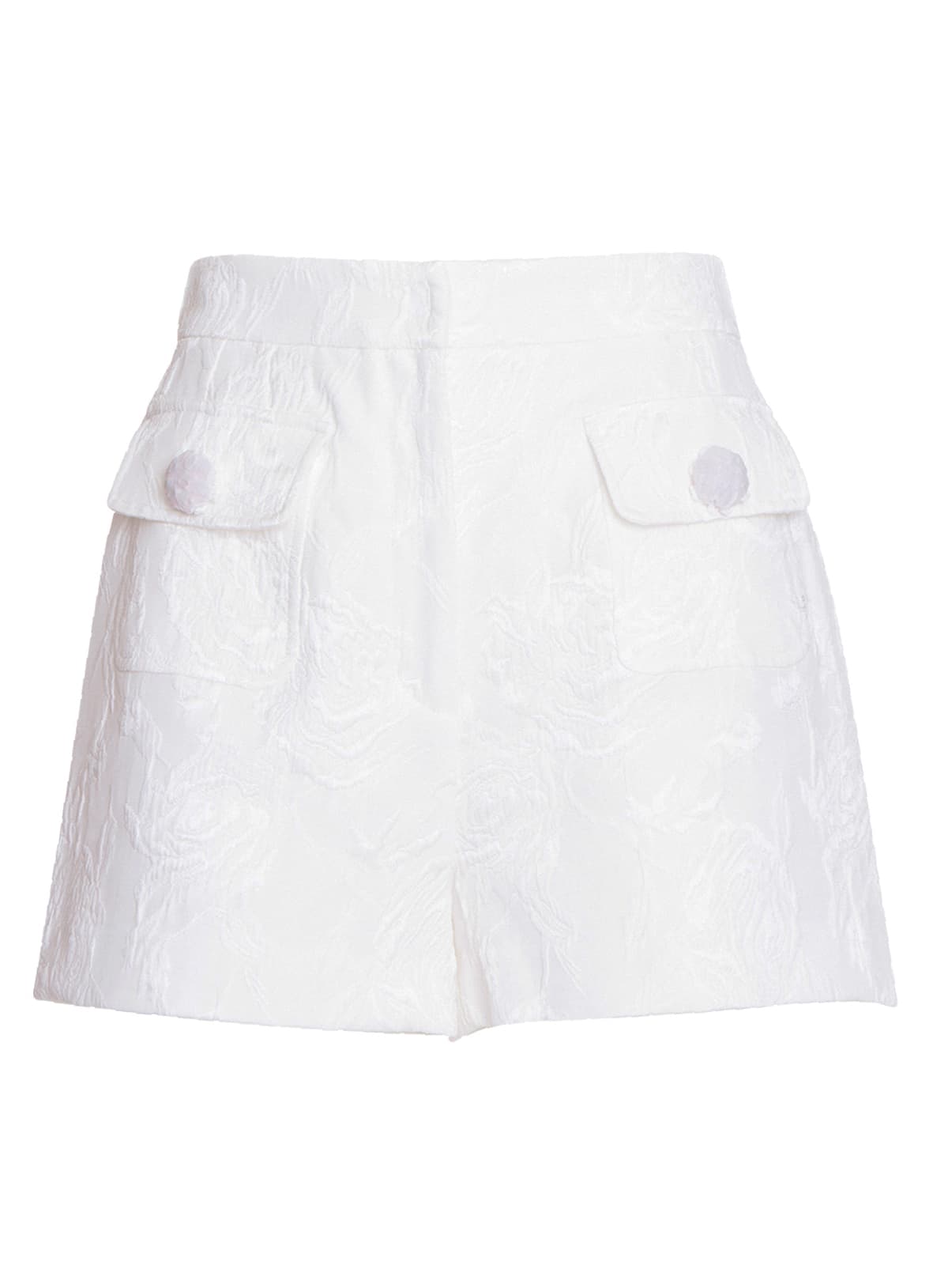 Dolce & Gabbana Brocade Shorts With Buttons In Bianco