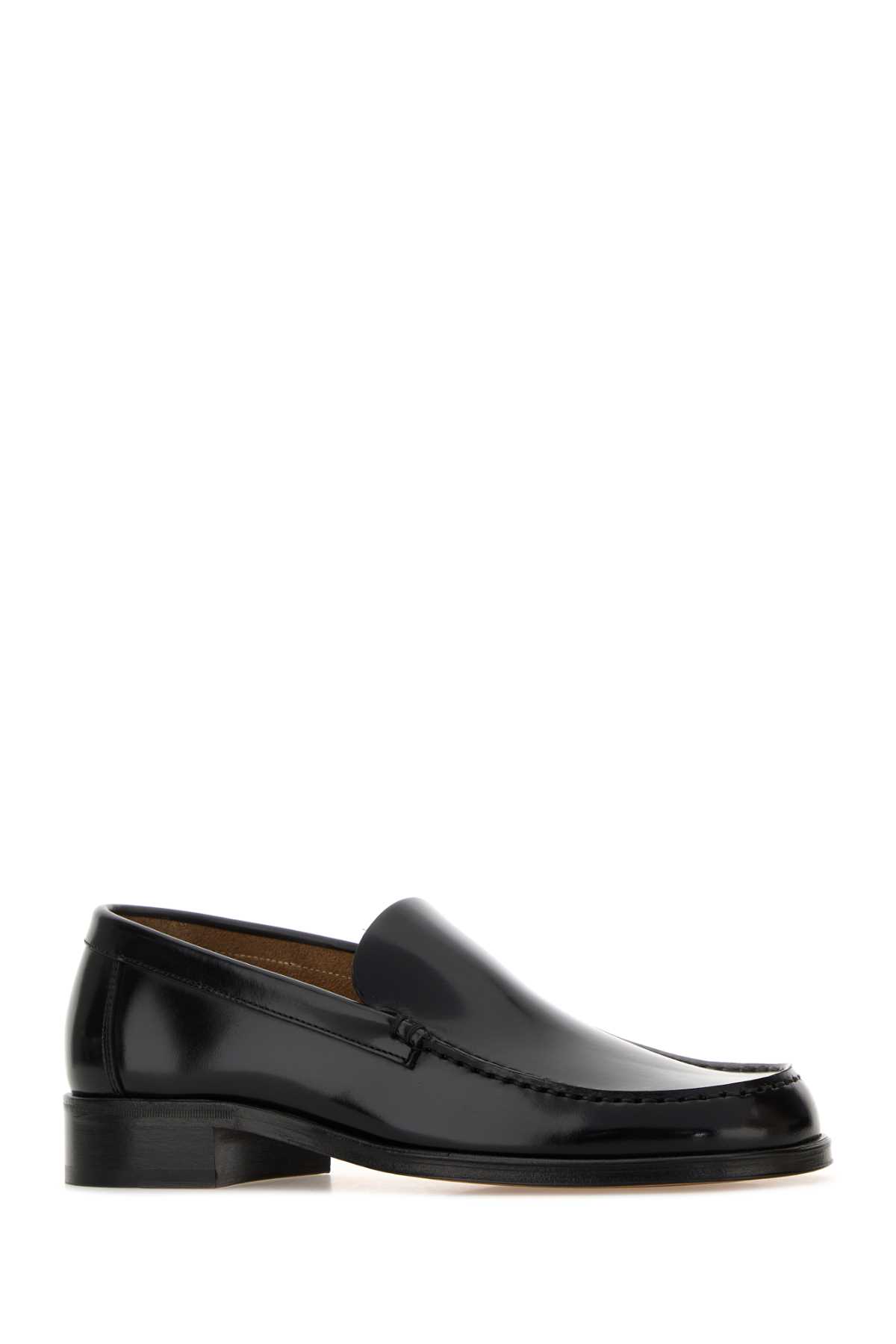 Lemaire Polished Leather Slip-on Shoes In Black