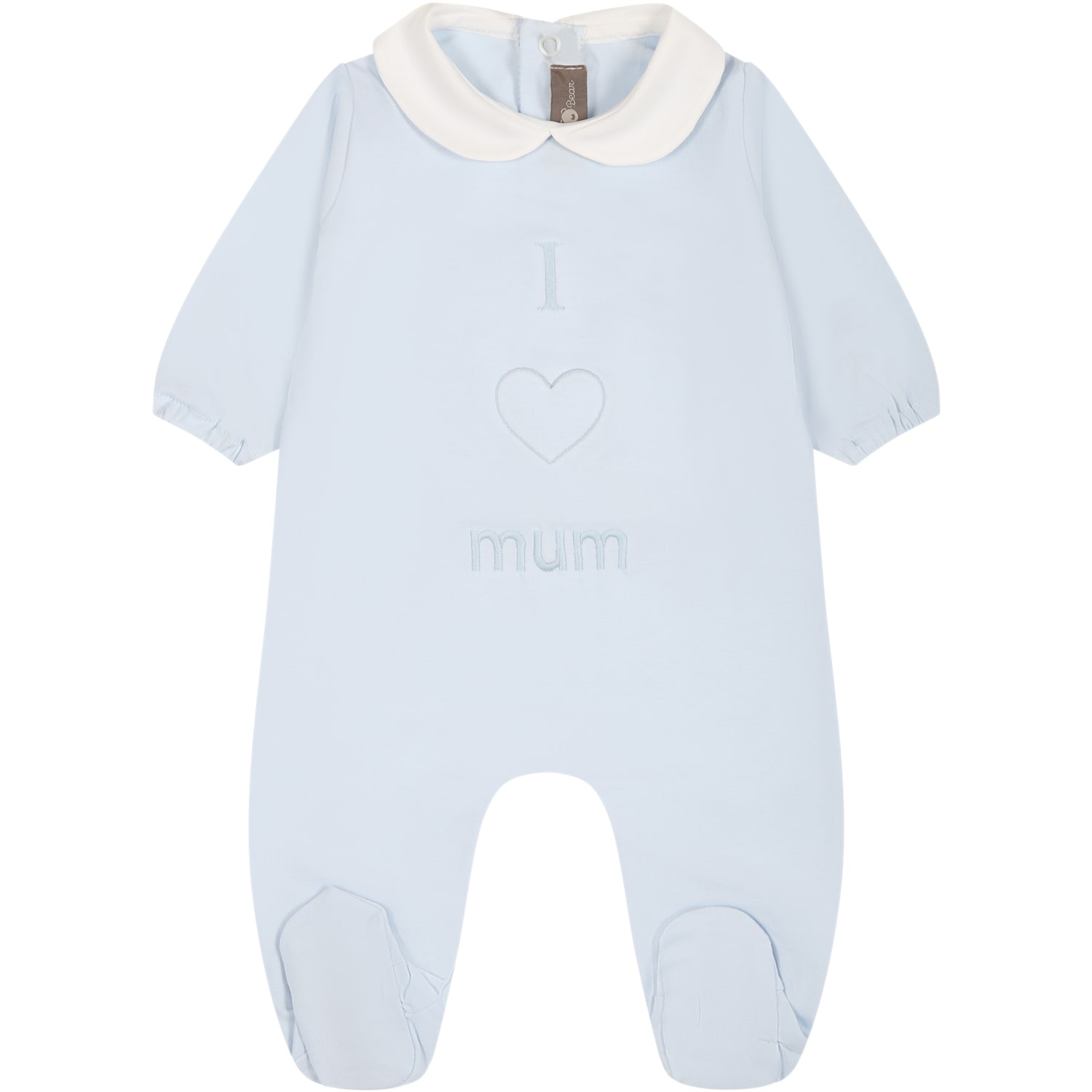 LITTLE BEAR LIGHT BLUE ONESIE FOR BABY BOY WITH WRITING AND HEART