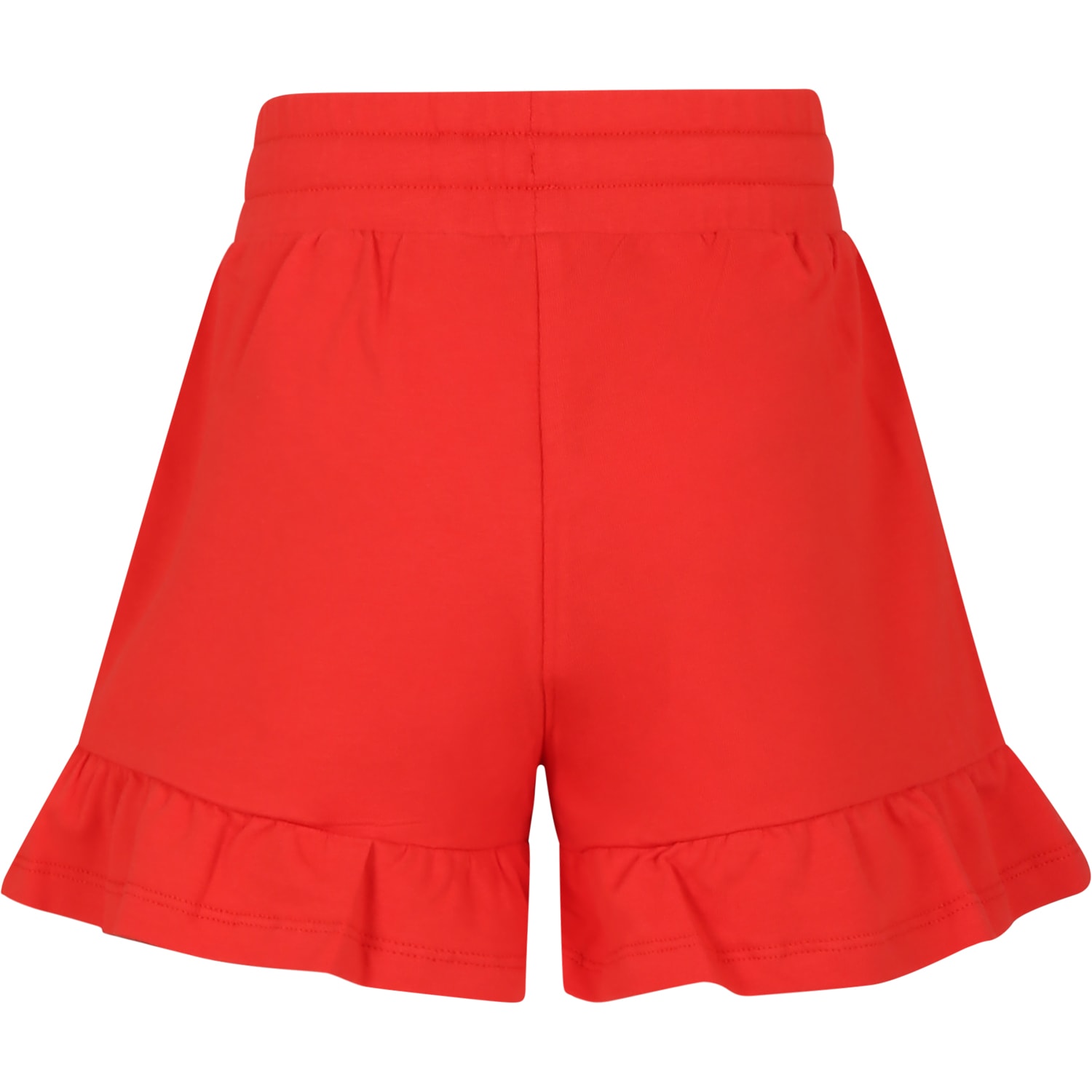 Shop Moschino Red Shorts For Girl With Teddy Bear And Logo