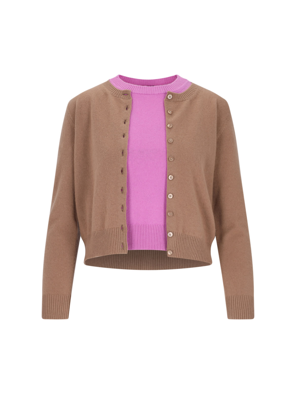 Shop Canessa Crop Knit Cardigan In Brown