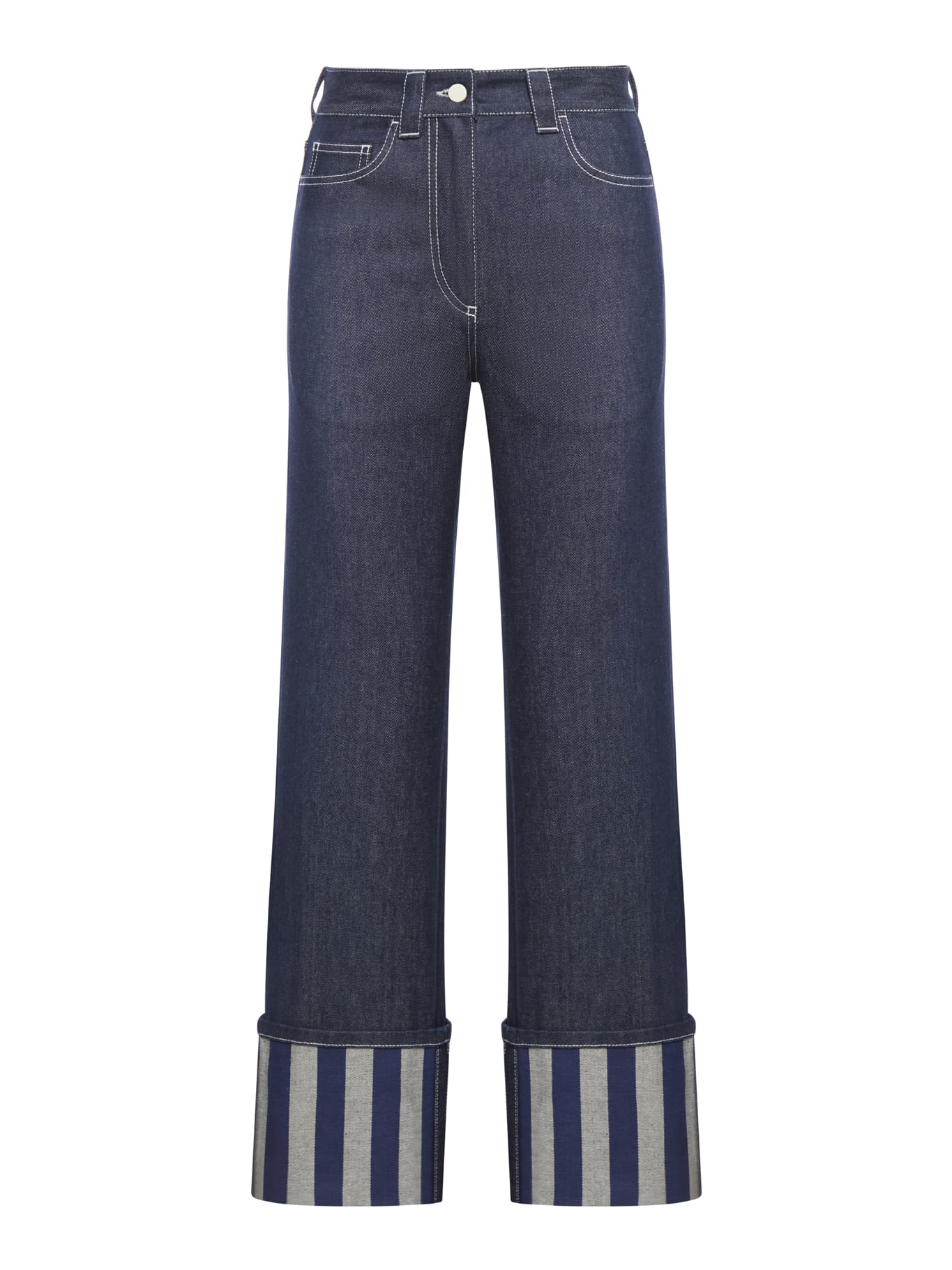 Shop Sunnei Classic Pants In Raw Electric Blue Stripes