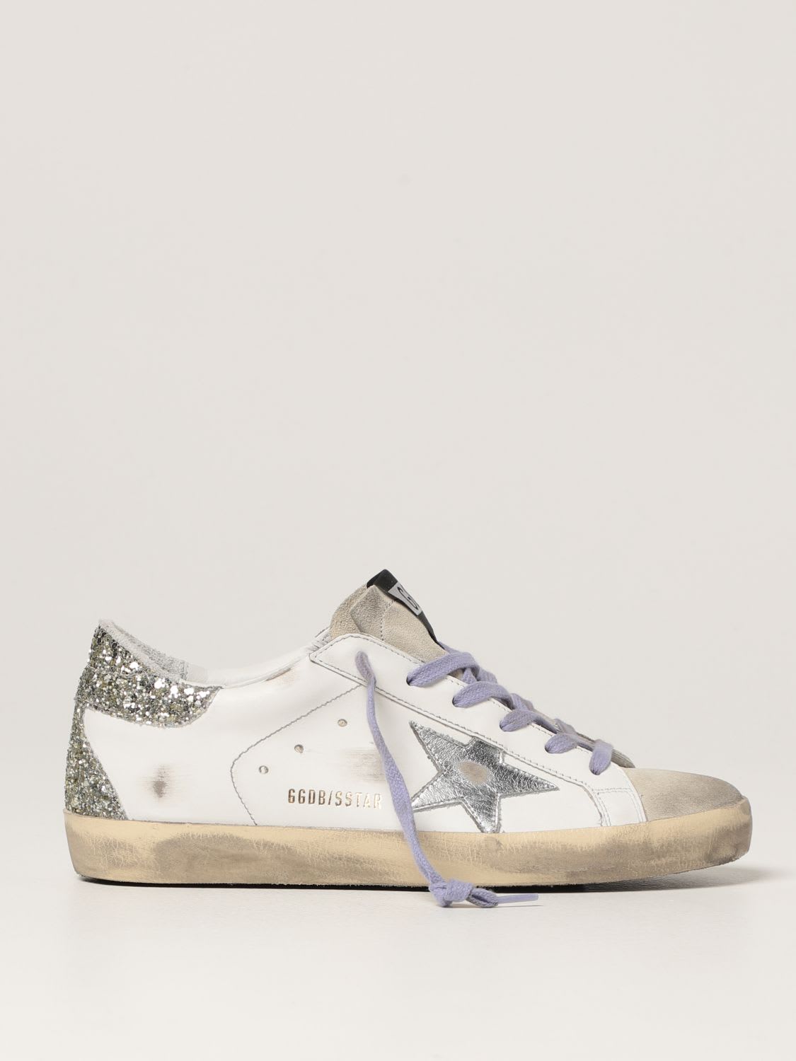 Buy Golden Goose Sneakers Superstar Classic Golden Goose Sneakers In Leather And Glitter online, shop Golden Goose shoes with free shipping