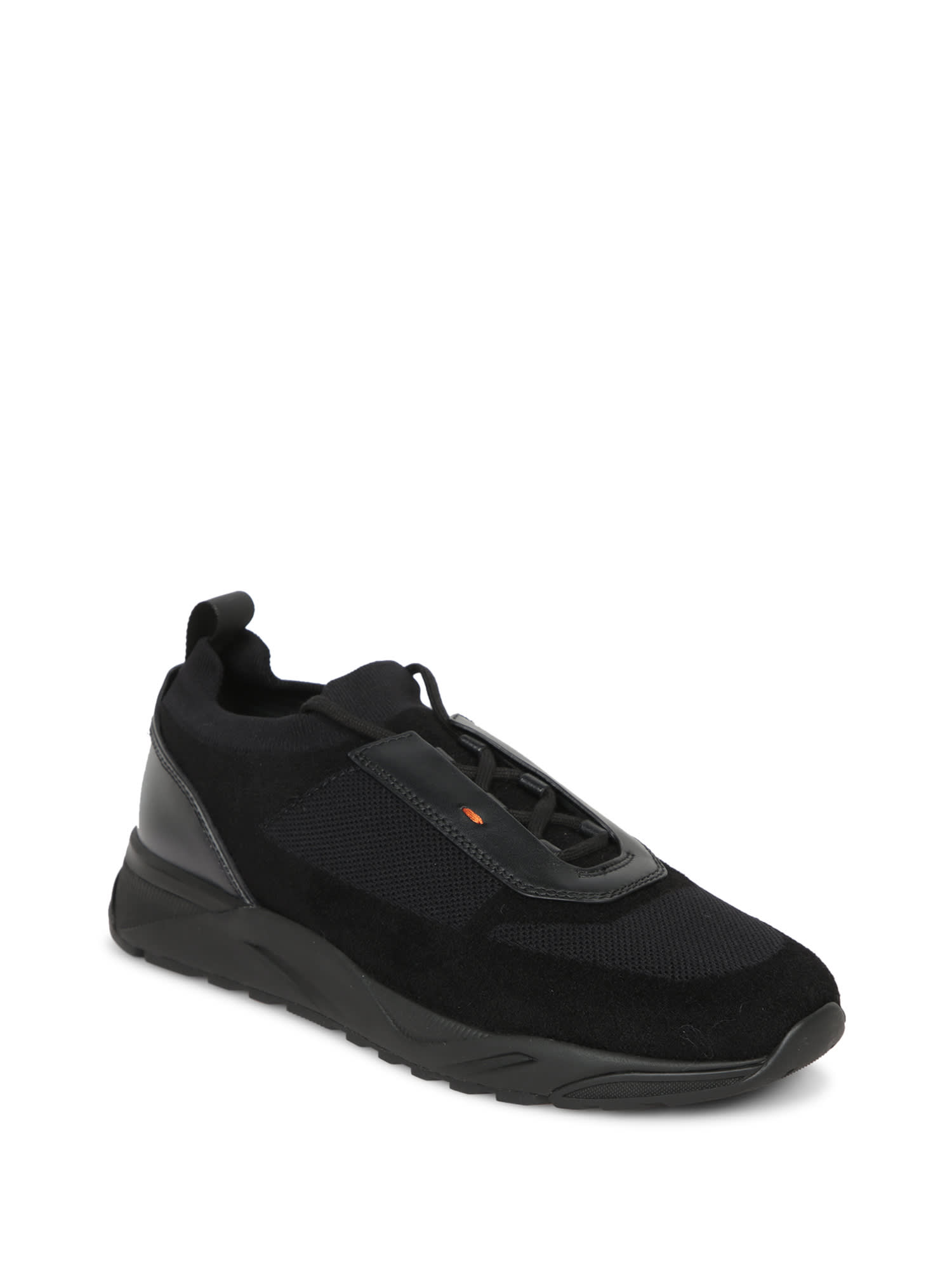 Shop Santoni Black Knit Sneakers