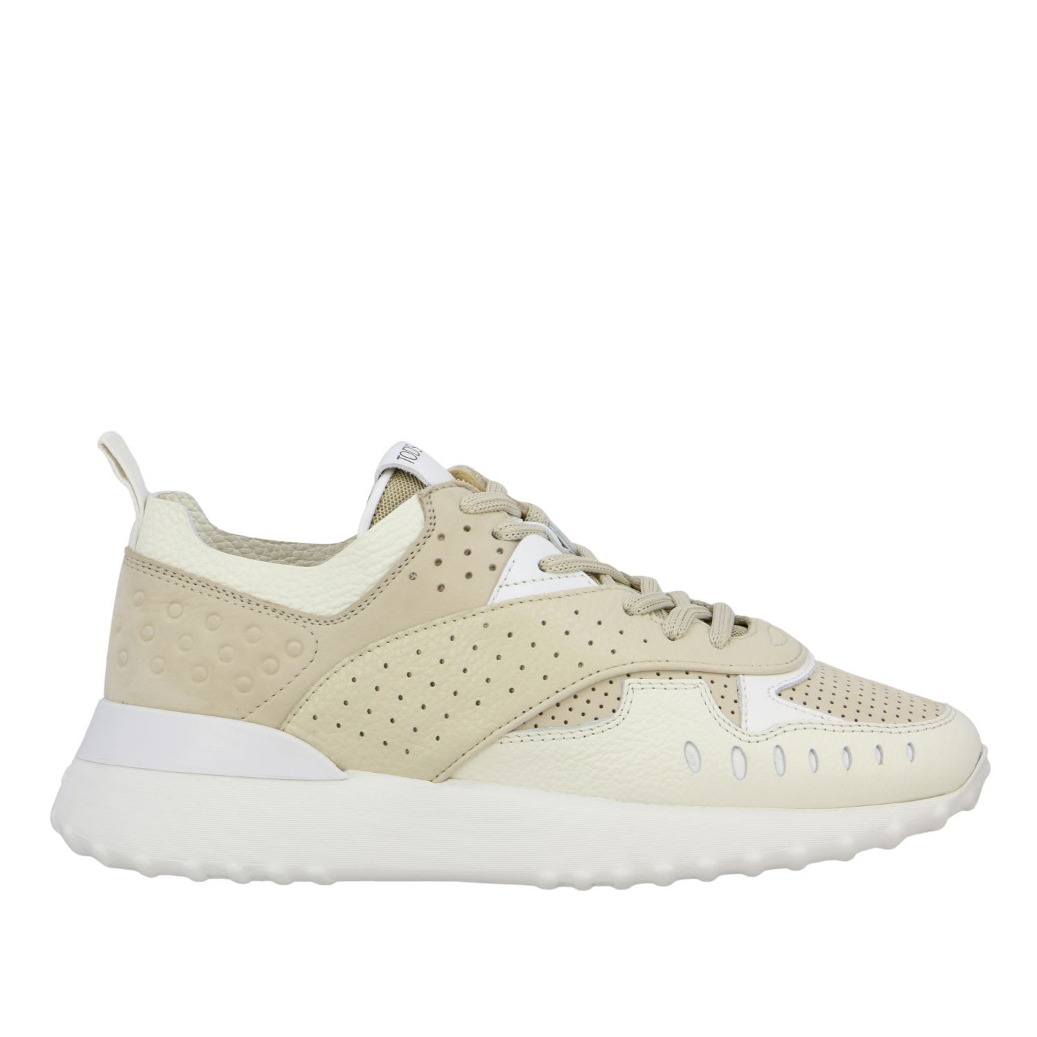 TOD'S SNEAKERS IN PERFORATED LEATHER WITH LOGO AND RUBBERS,11243176