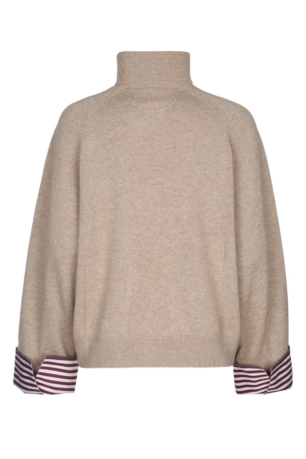 Brunello Cucinelli Women's Cashmere Turtleneck Sweater With Shiny Shirt Details In Gray