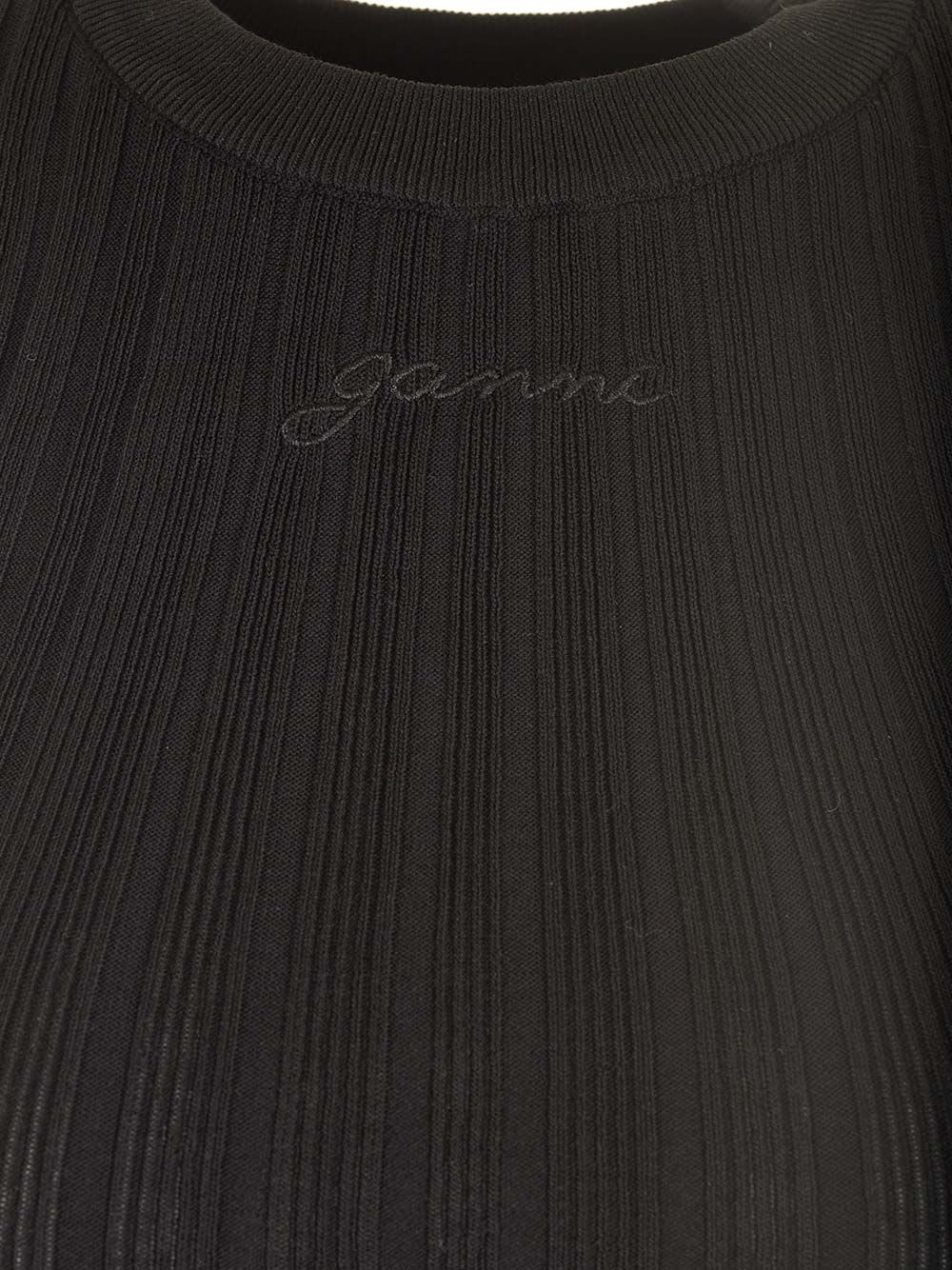 Shop Ganni Ribbed Tank Top In Black