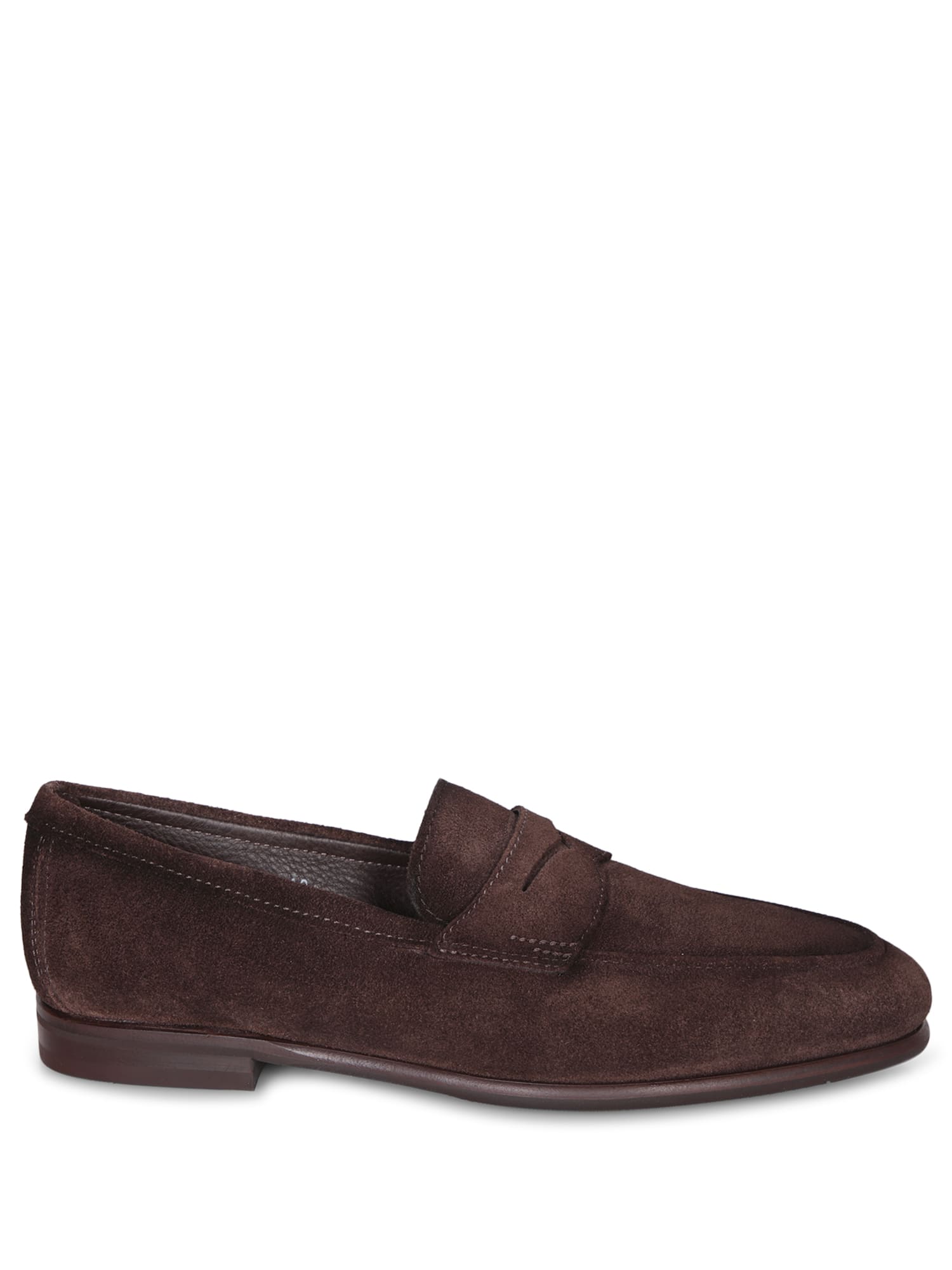 Shop Santoni Carlo Suede Brown Loafers