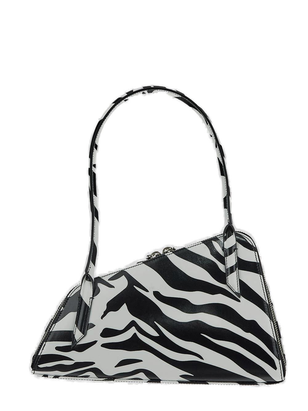 Shop Attico Sunrise Zebra Printed Shoulder Bag In White