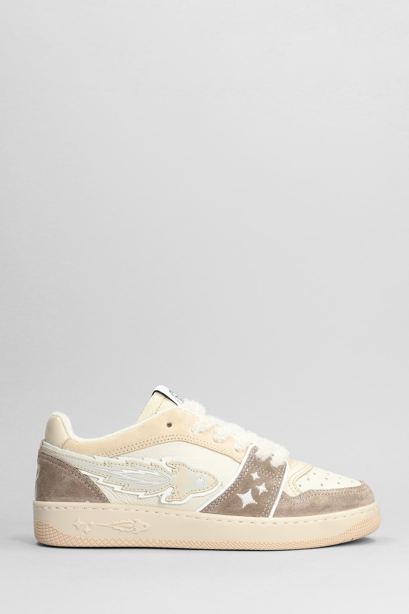 Sneakers In Brown Suede And Fabric