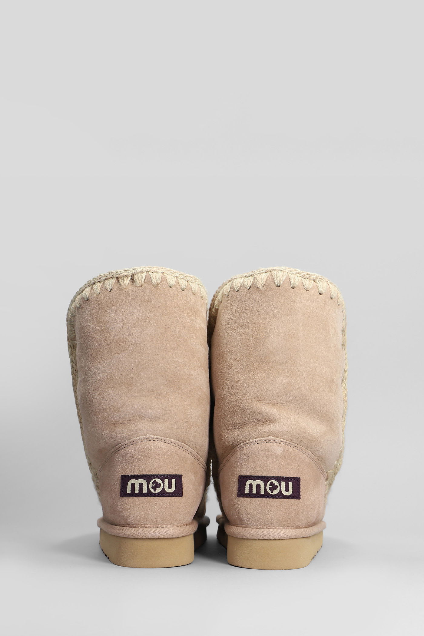 Mou Eskimo 24 Low Heels Ankle Boots In Camel Suede In Neutral