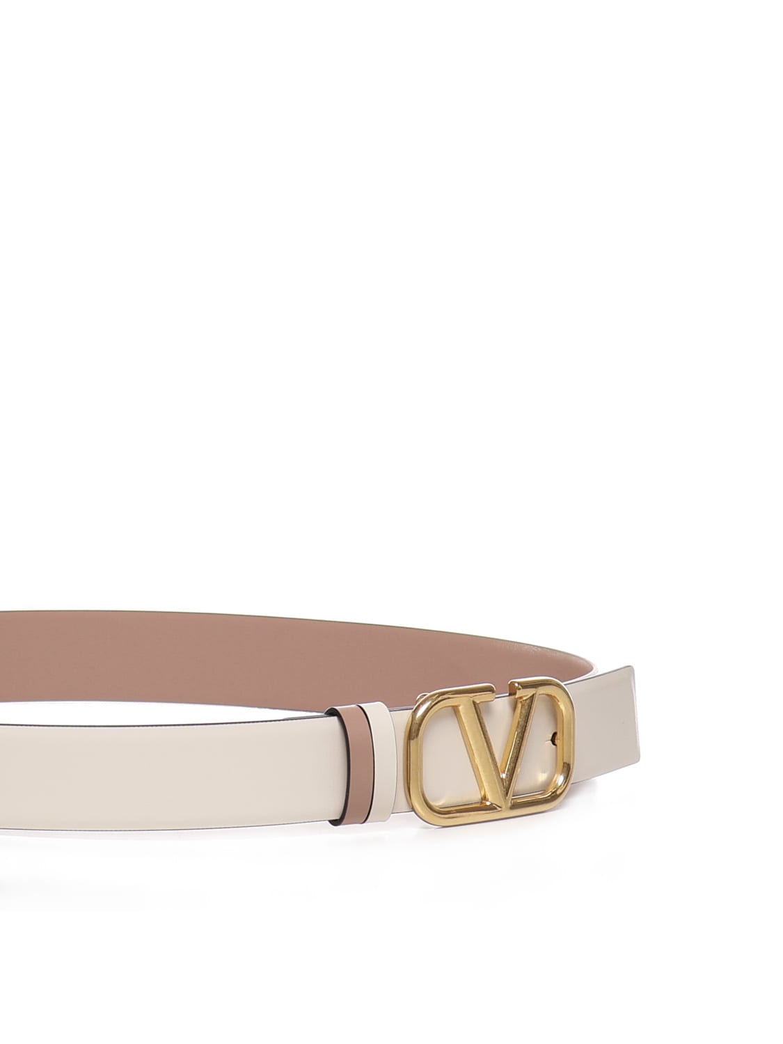 Valentino Vlogo Signature Belt In Polished Calfskin In White