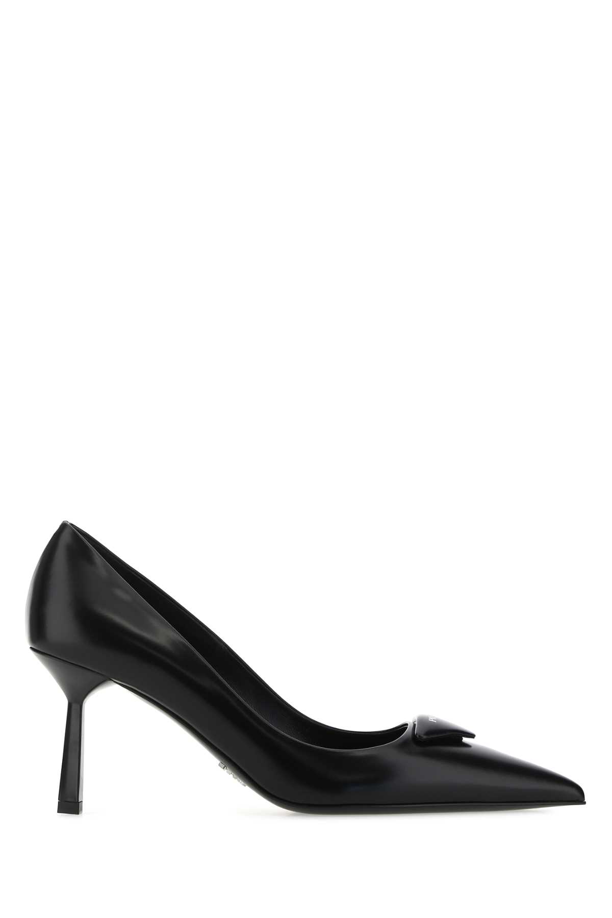 Prada Leather Pumps With Glossy Finish And Pointed Toe In F0002