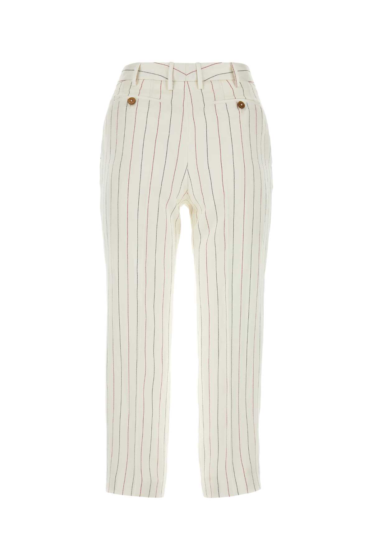 Pt01 Embroidered Linen Blend Pant In Gessato