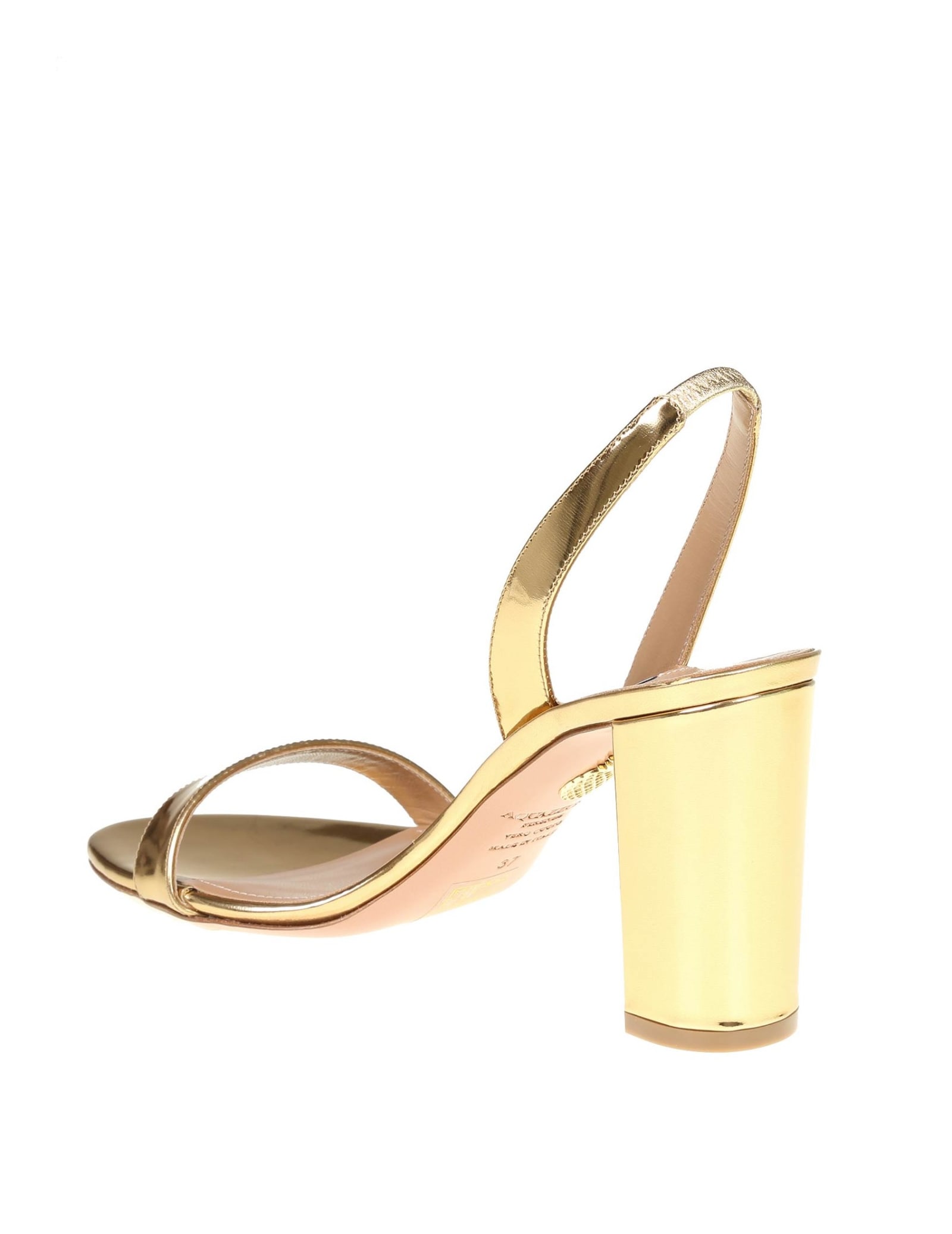 Shop Aquazzura So Nude Sandal In Mirror Effect Leather In Soft Gold