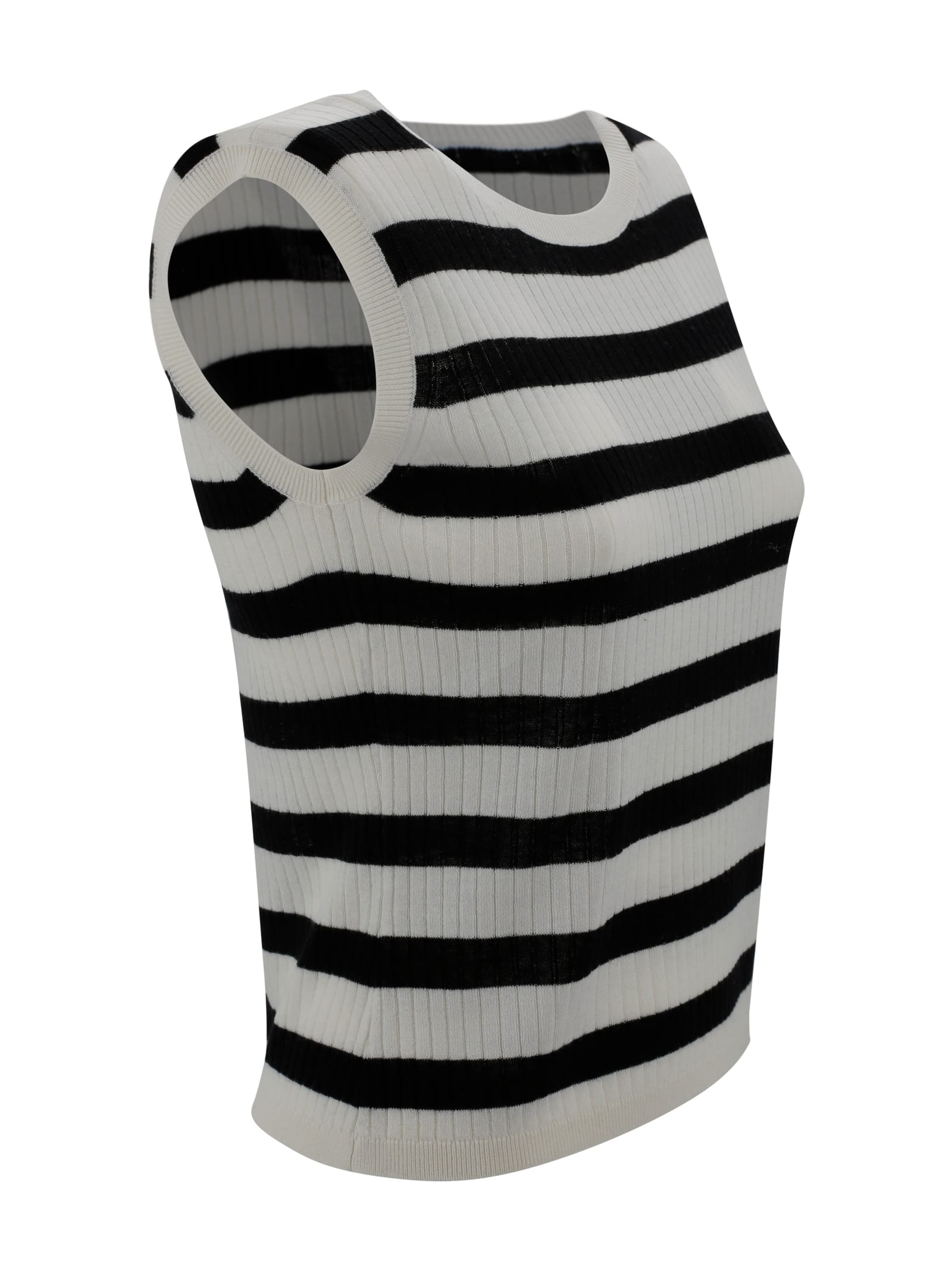 Shop Max Mara Ribbed Wool And Silk Top In Fantasia