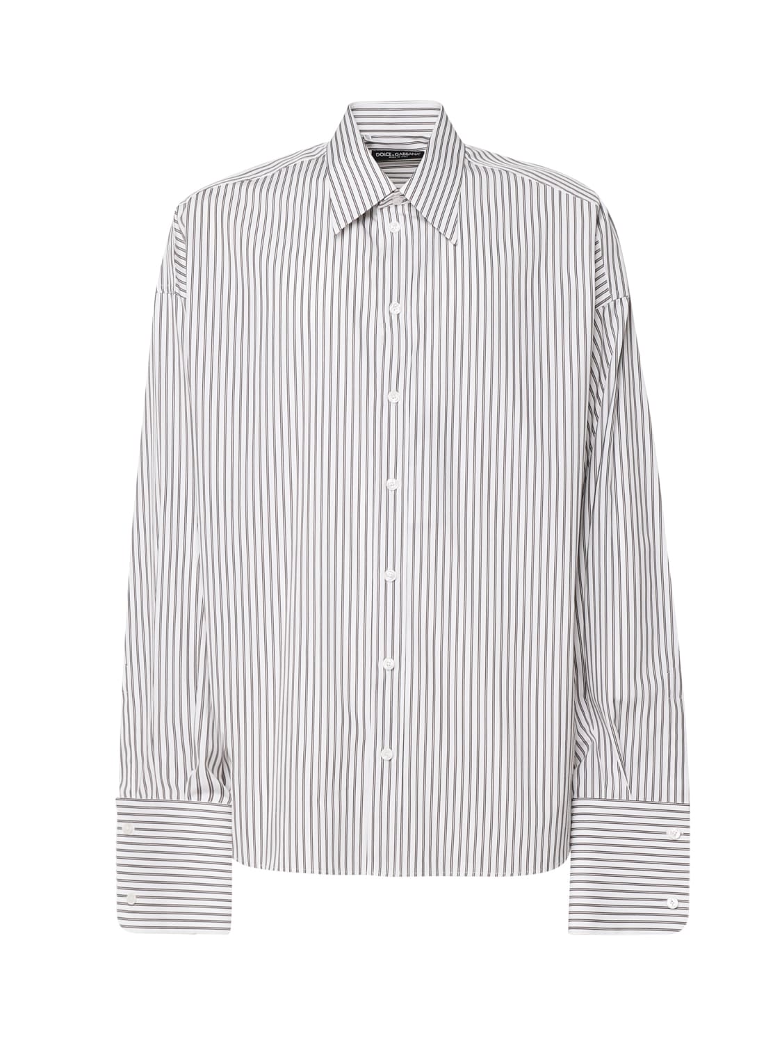 Shop Dolce & Gabbana Oxford Shirt With Striped Print In Rigato