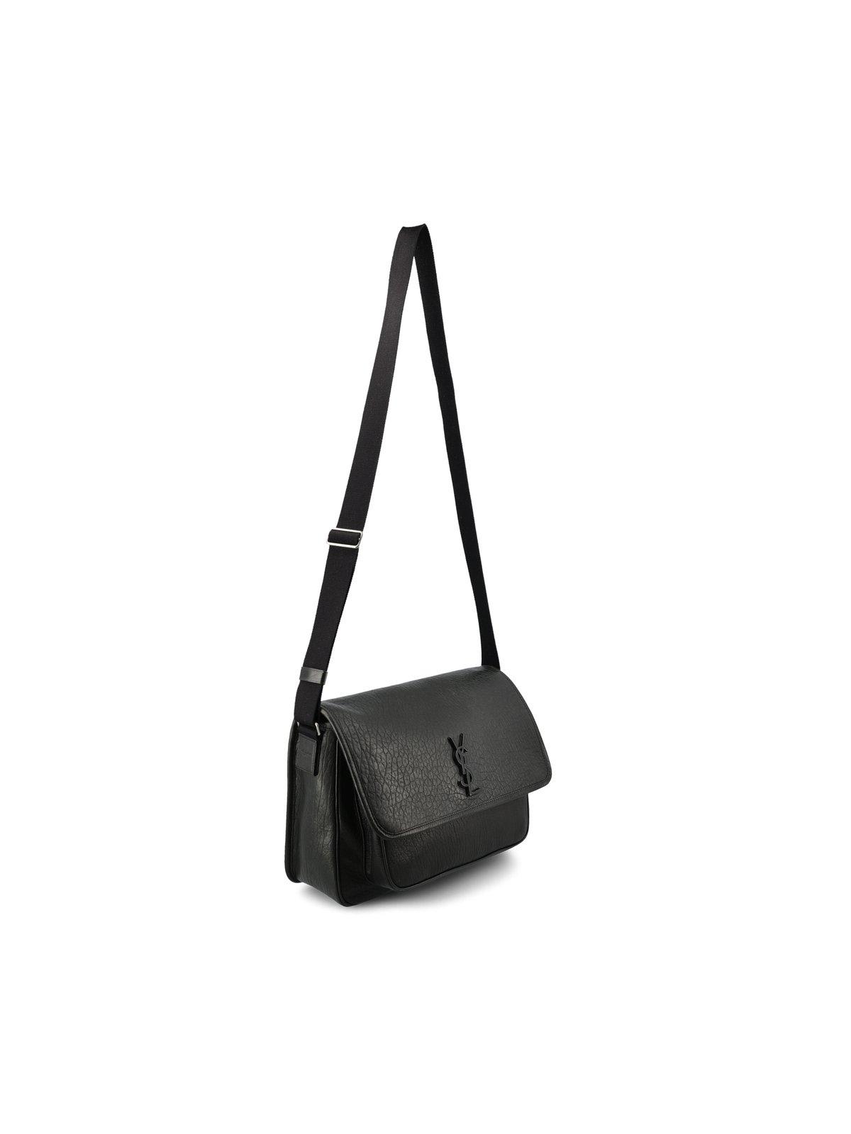 Shop Saint Laurent Niki Logo Plaque Messenger Bag In Black