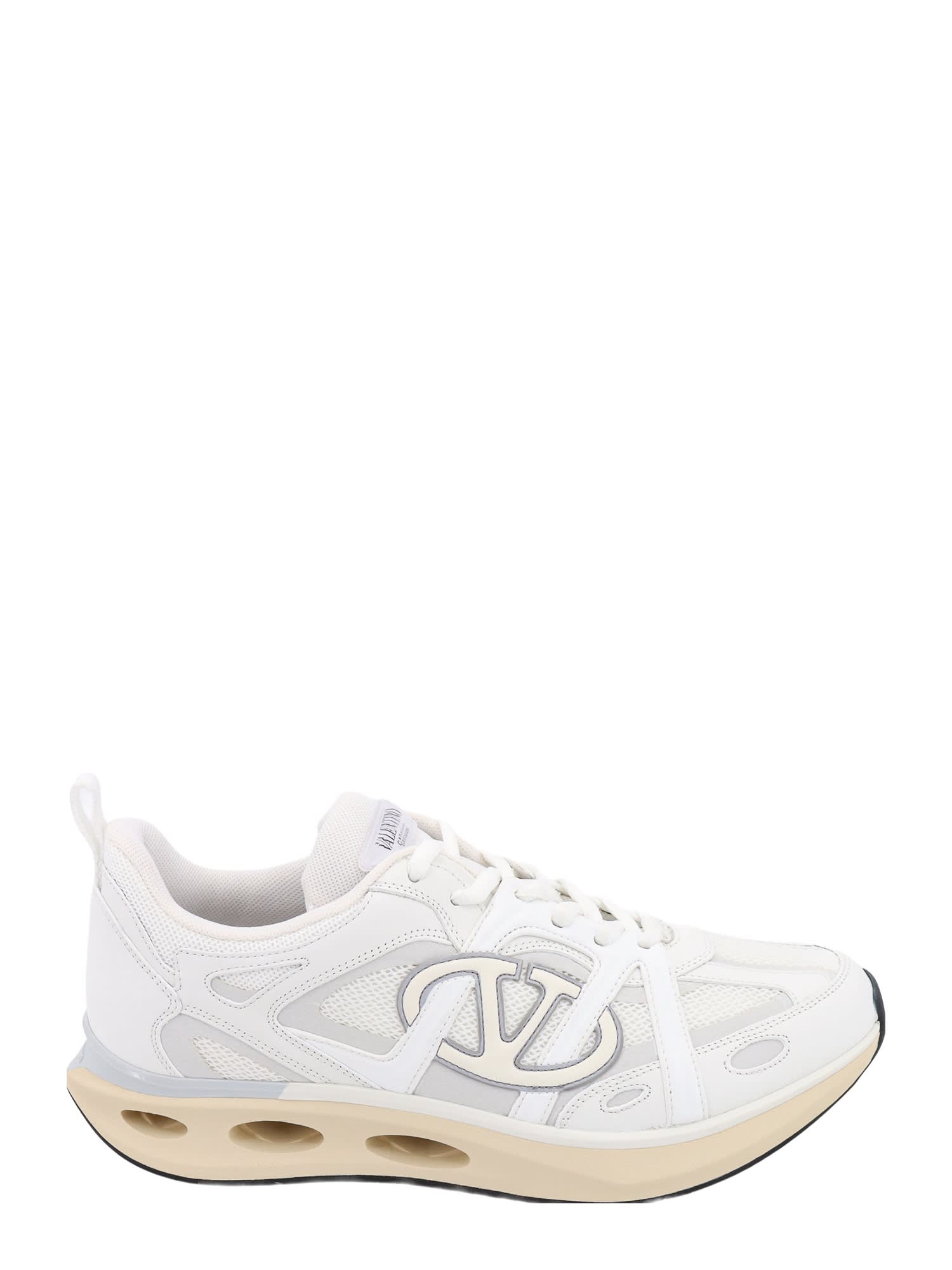 Shop Valentino Vlogo Easyjog Sneakers In Bianco/bian/ivory-p.grey/iv-bi