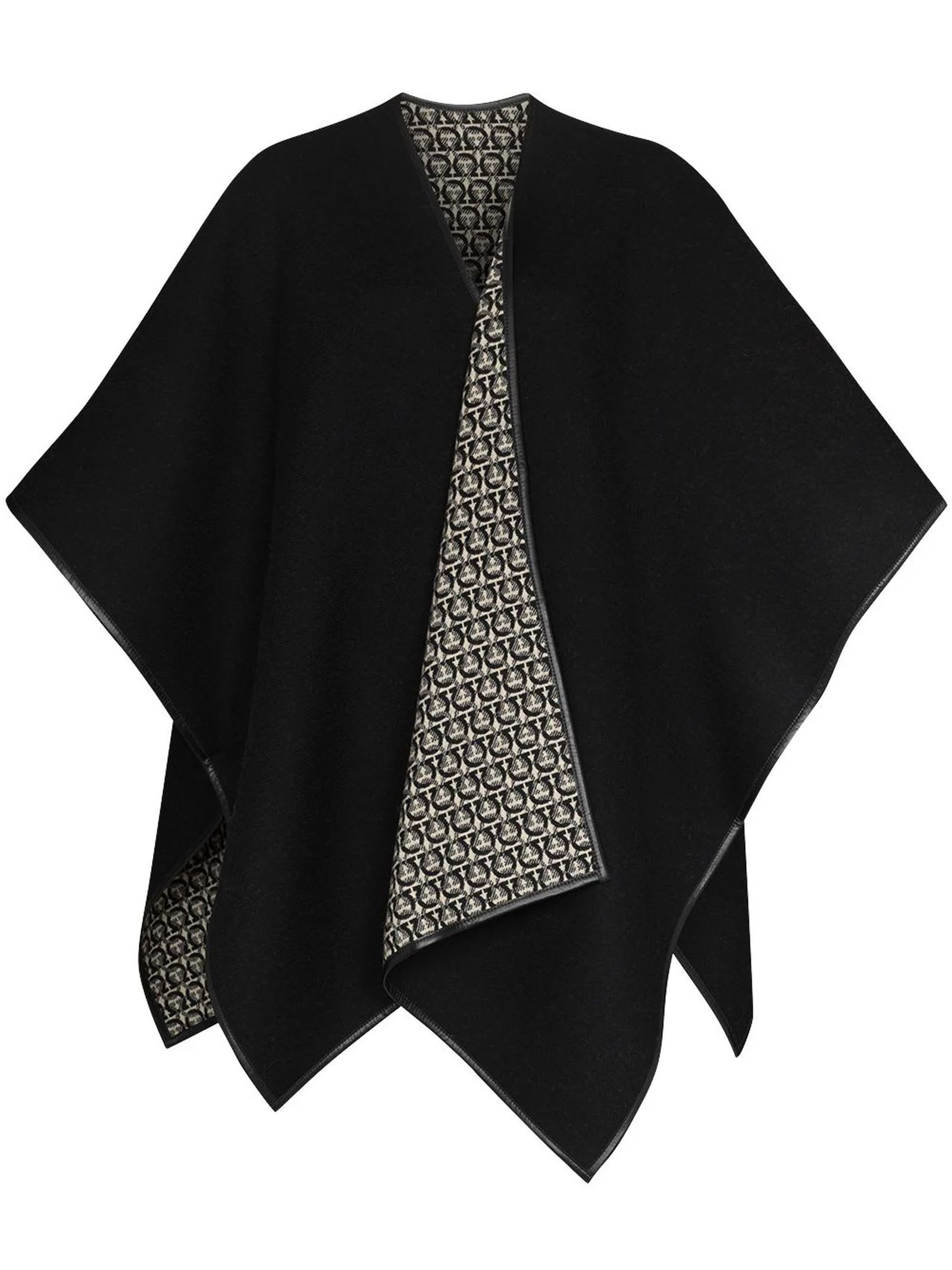 Shop Ferragamo Black Wool Cape