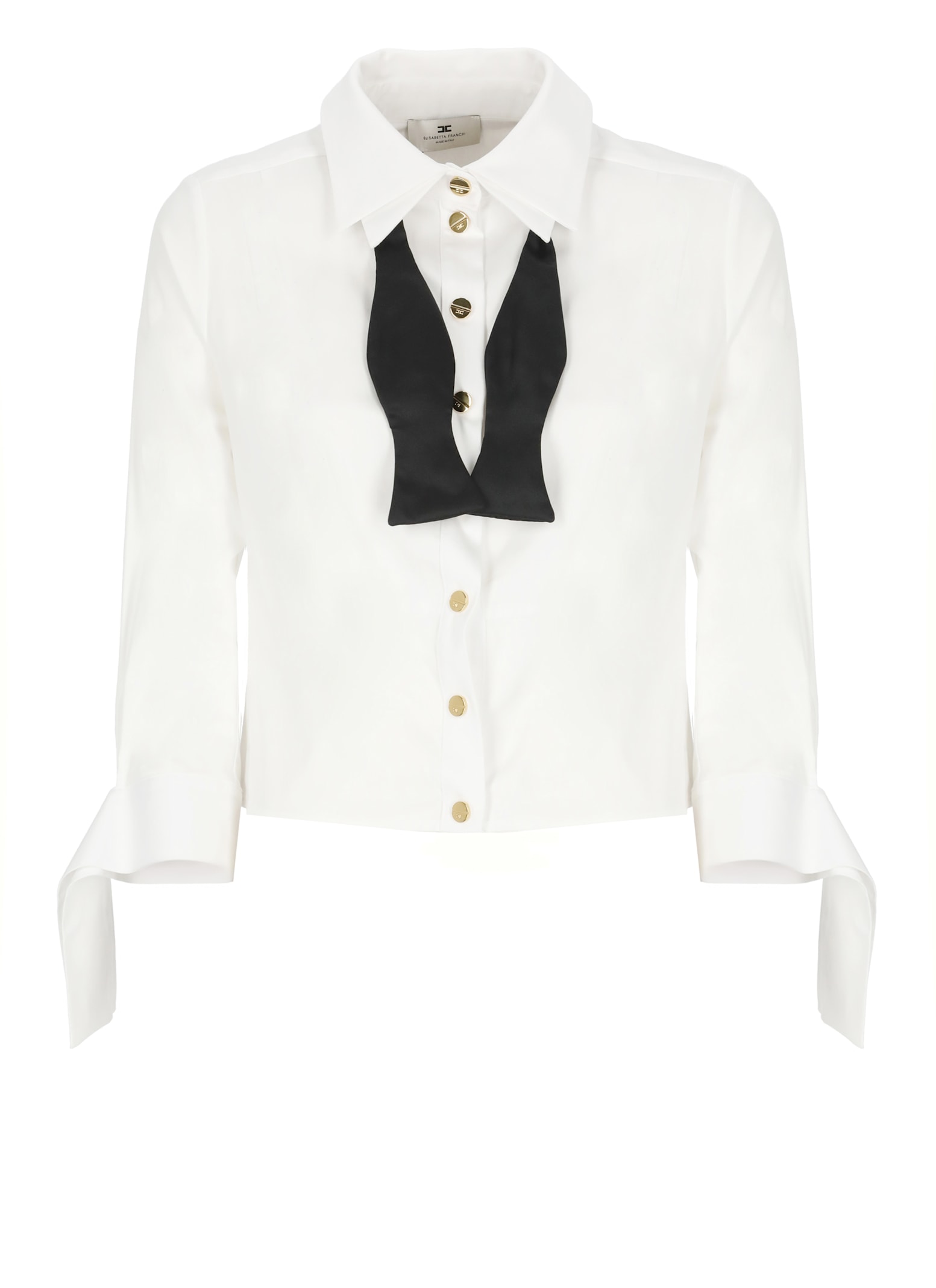 Elisabetta Franchi Cropped Top With Long Cuffs And Buttons In White