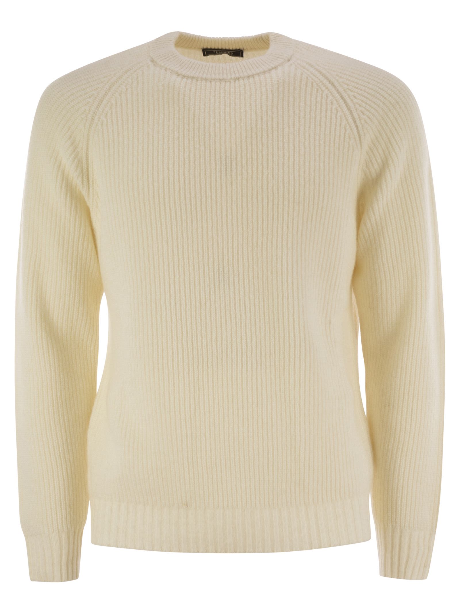 Shop Peserico Crew-neck Rib Sweater In White