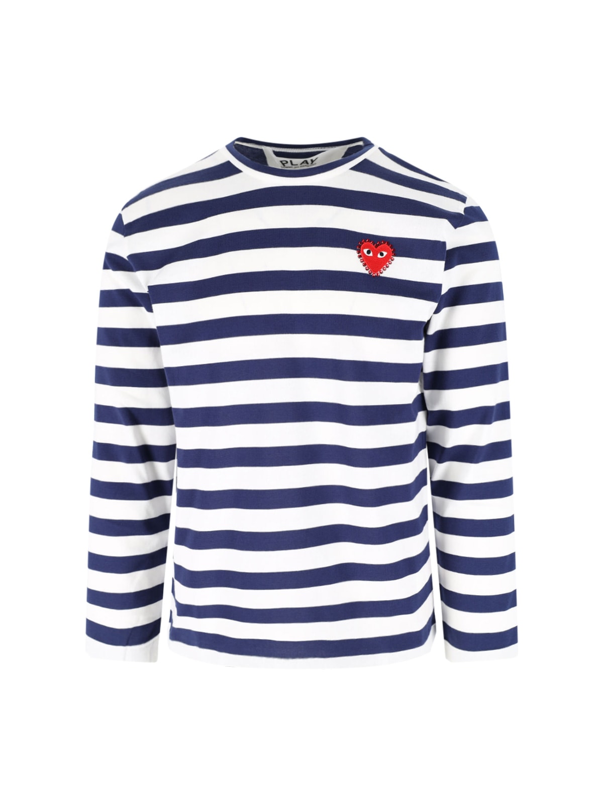 Comme Des Garçons Play Emblem Striped T-shirt With Rhinestones