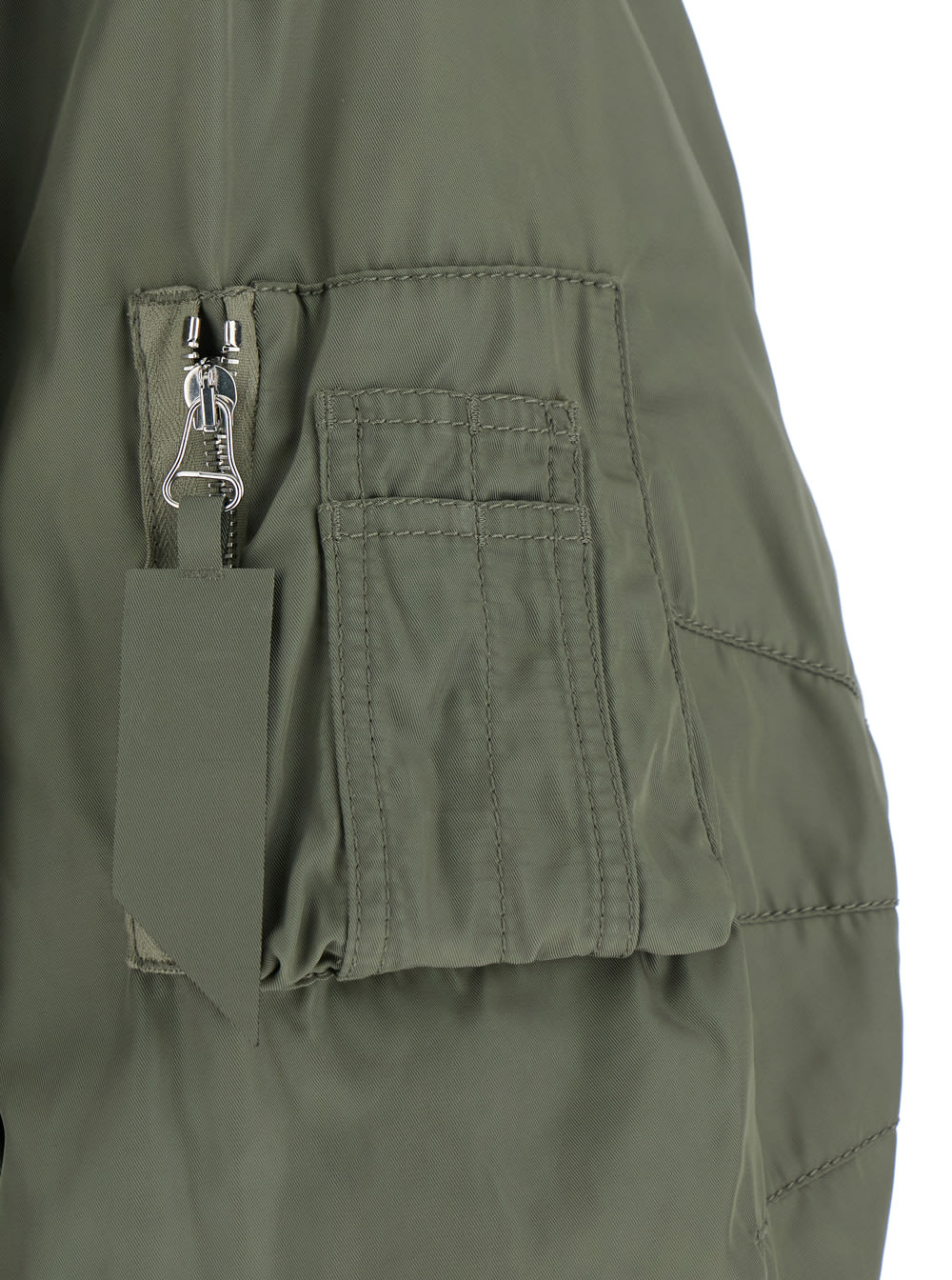 Attico Green Bomber Jacket With Zip Pocket On The Sleeve In Tech Fabric Woman In Green