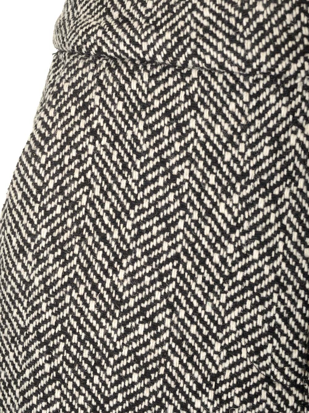 Shop Self-portrait Herringbone Wool Midi Skirt In Black