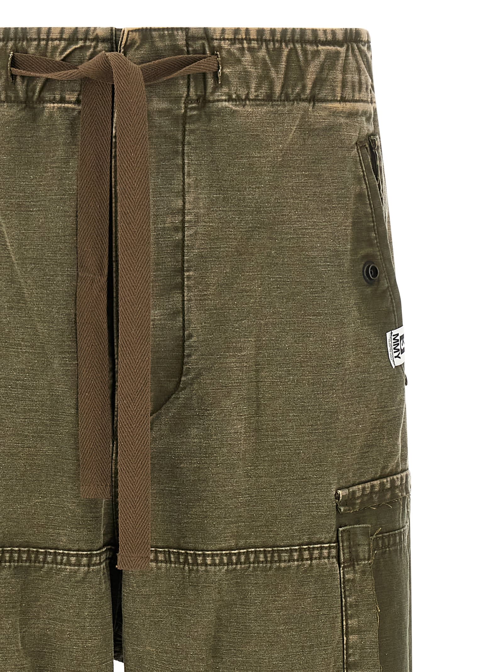 Miharayasuhiro Cotton Satin Cargo Pants In Green