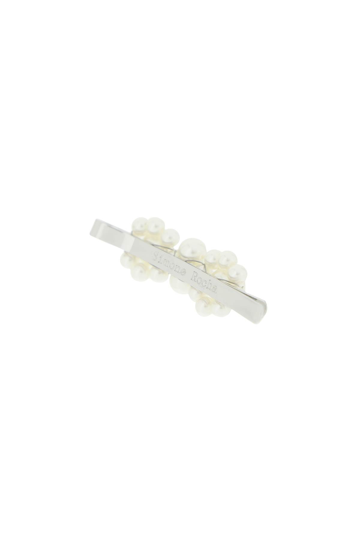 Shop Simone Rocha Mini Flower Hair Clip With Pearls In Pearl (white)