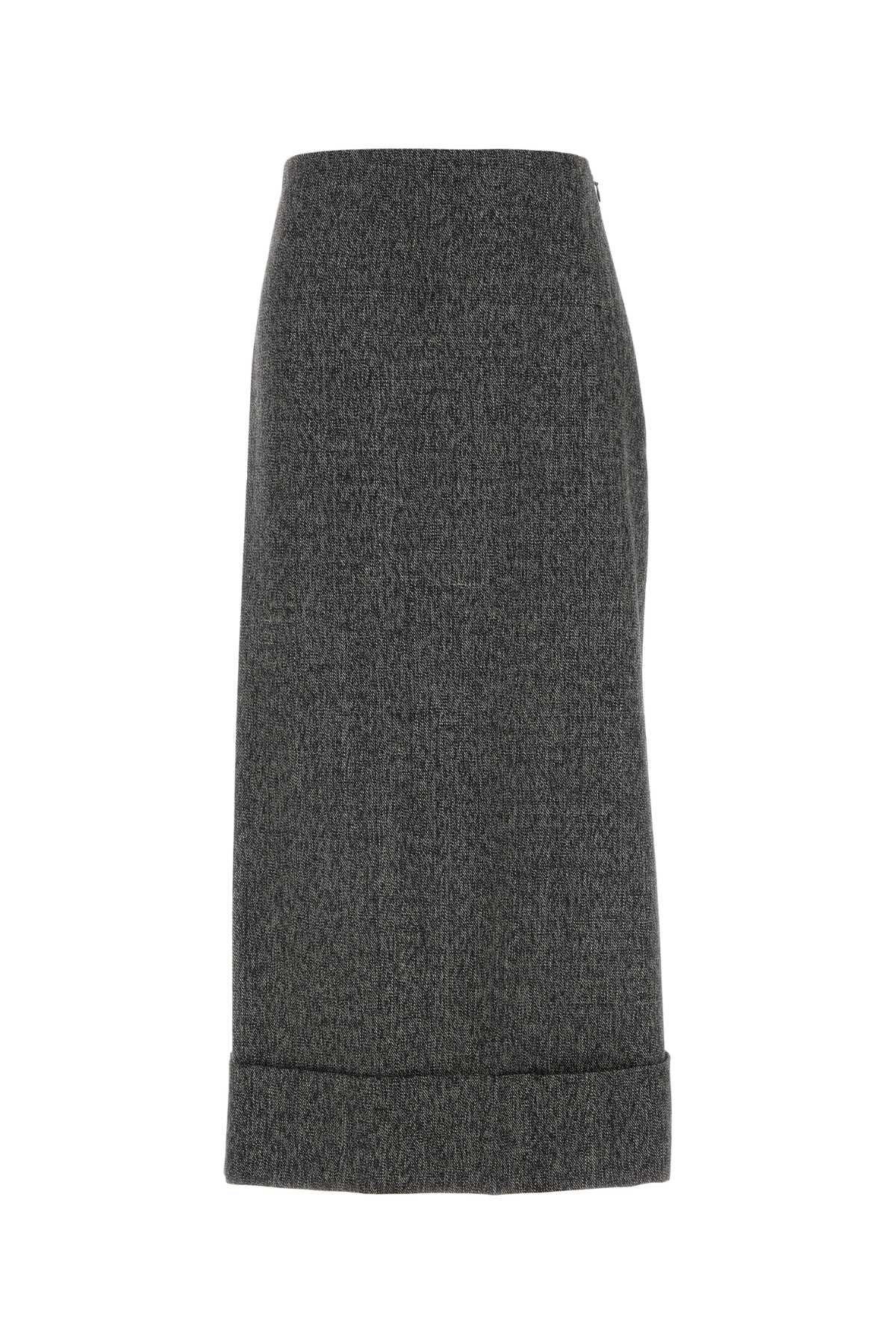 Shop Prada Melange Grey Moulinã¨ Skirt In Black