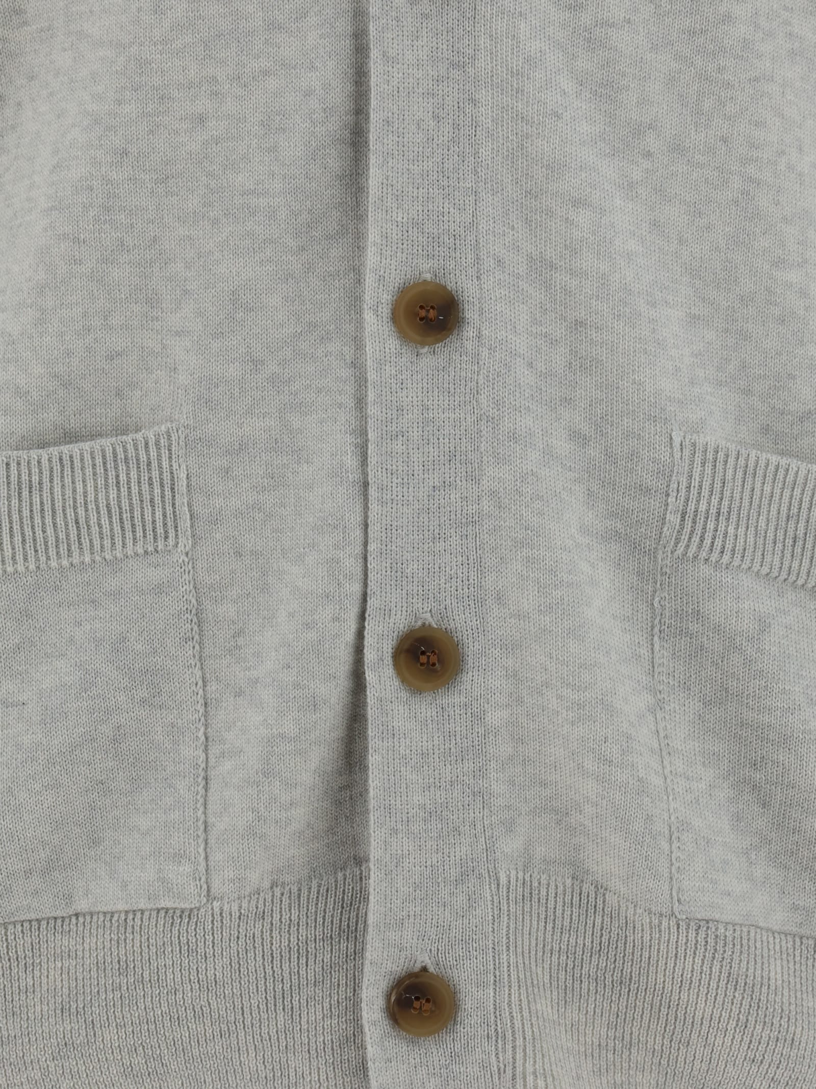 Shop Maison Kitsuné Cardigan In Light Grey Melange