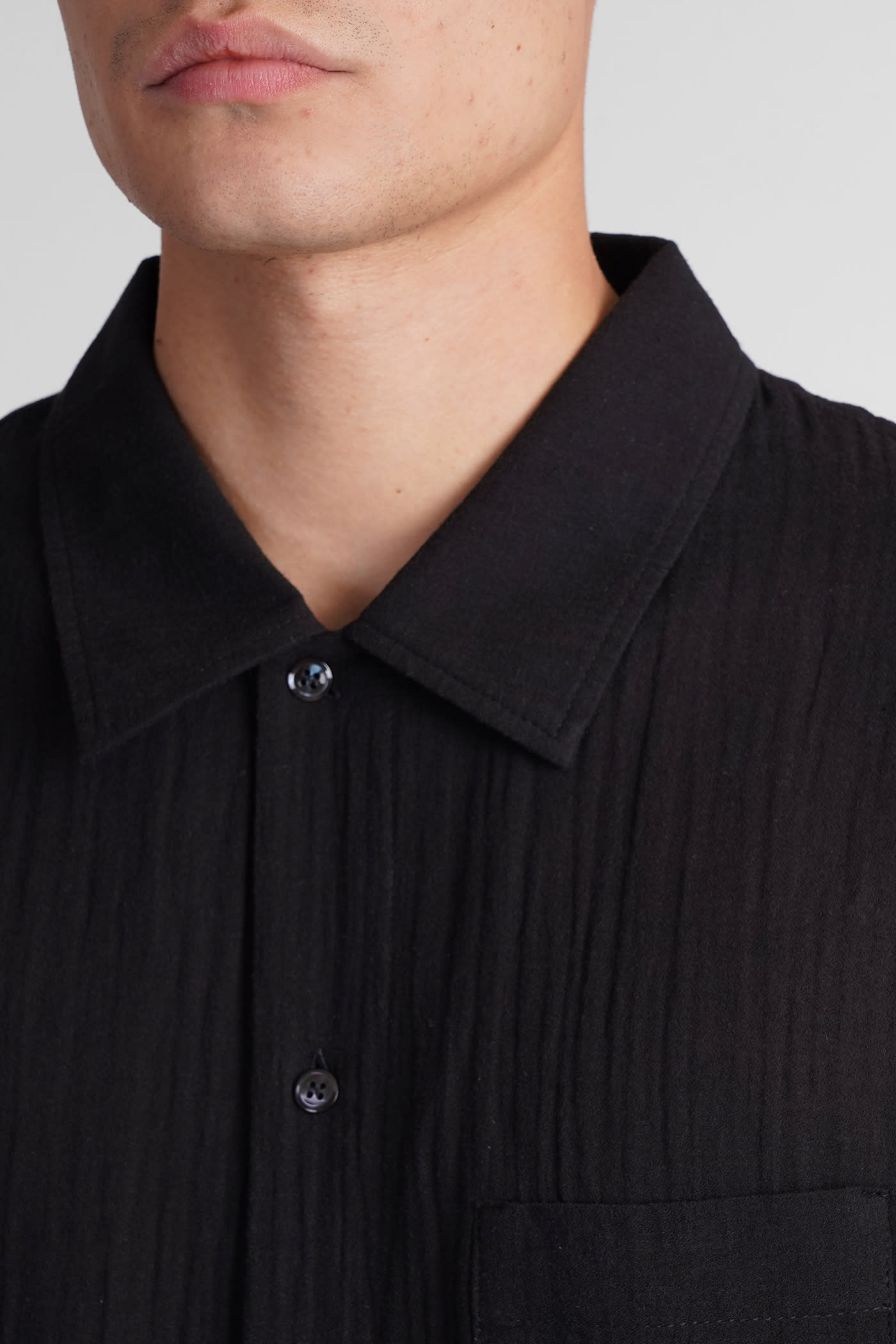 Shop Séfr Leo Shirt Shirt In Black Cotton