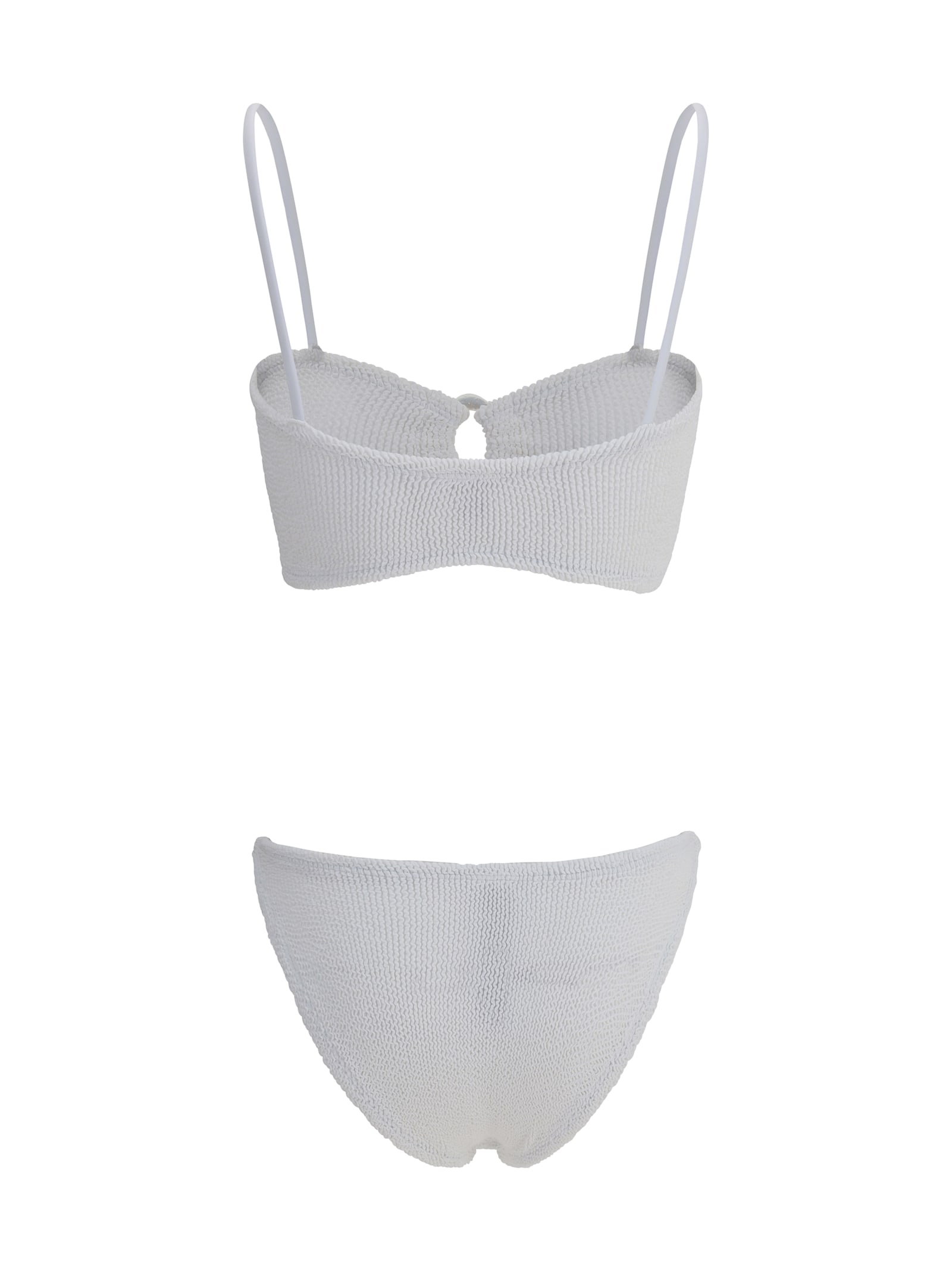 Hunza G 'misty' White Bikini With Fixed Spaghetti Straps And Cut-out With Ring In Multi