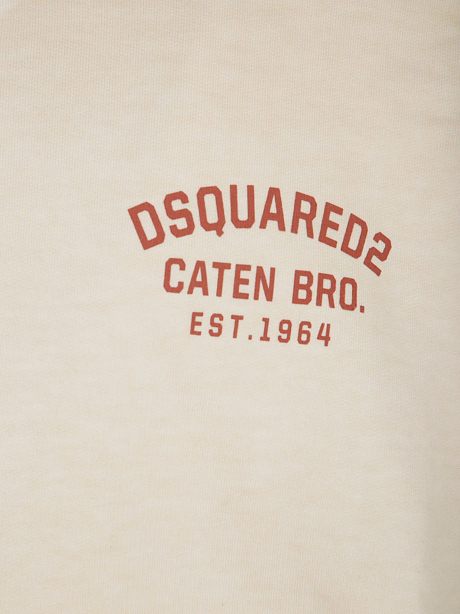 Dsquared2 Oversized Crewneck Cotton Sweatshirt Patches In Neutral