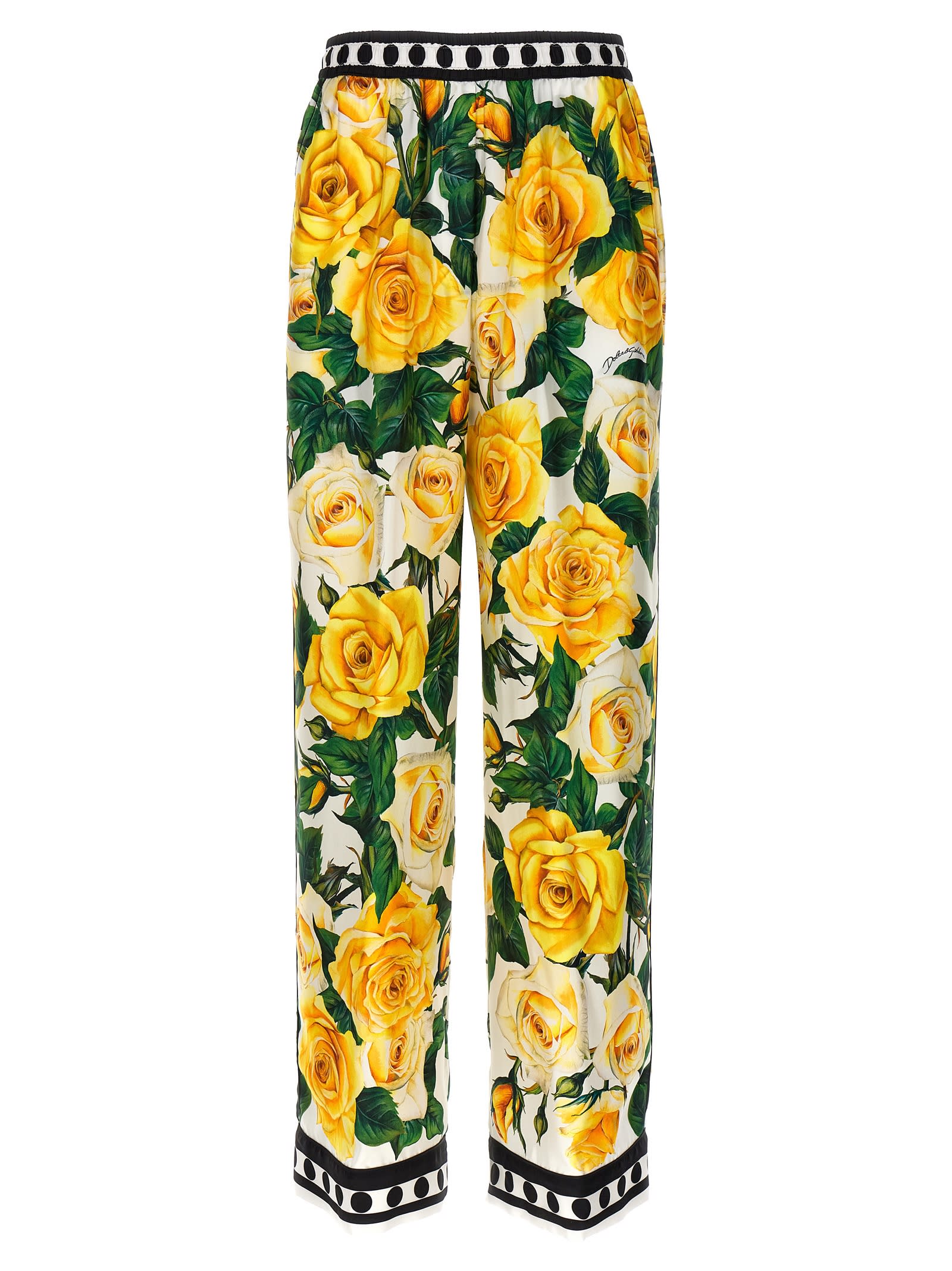 Shop Dolce & Gabbana Rose Gialle Trousers In Yellow