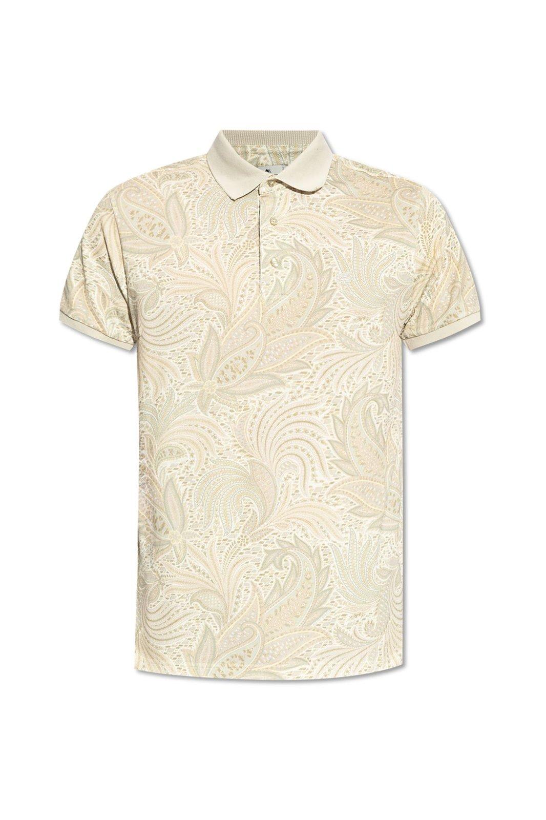 Paisley Printed Short Sleeved Polo Shirt