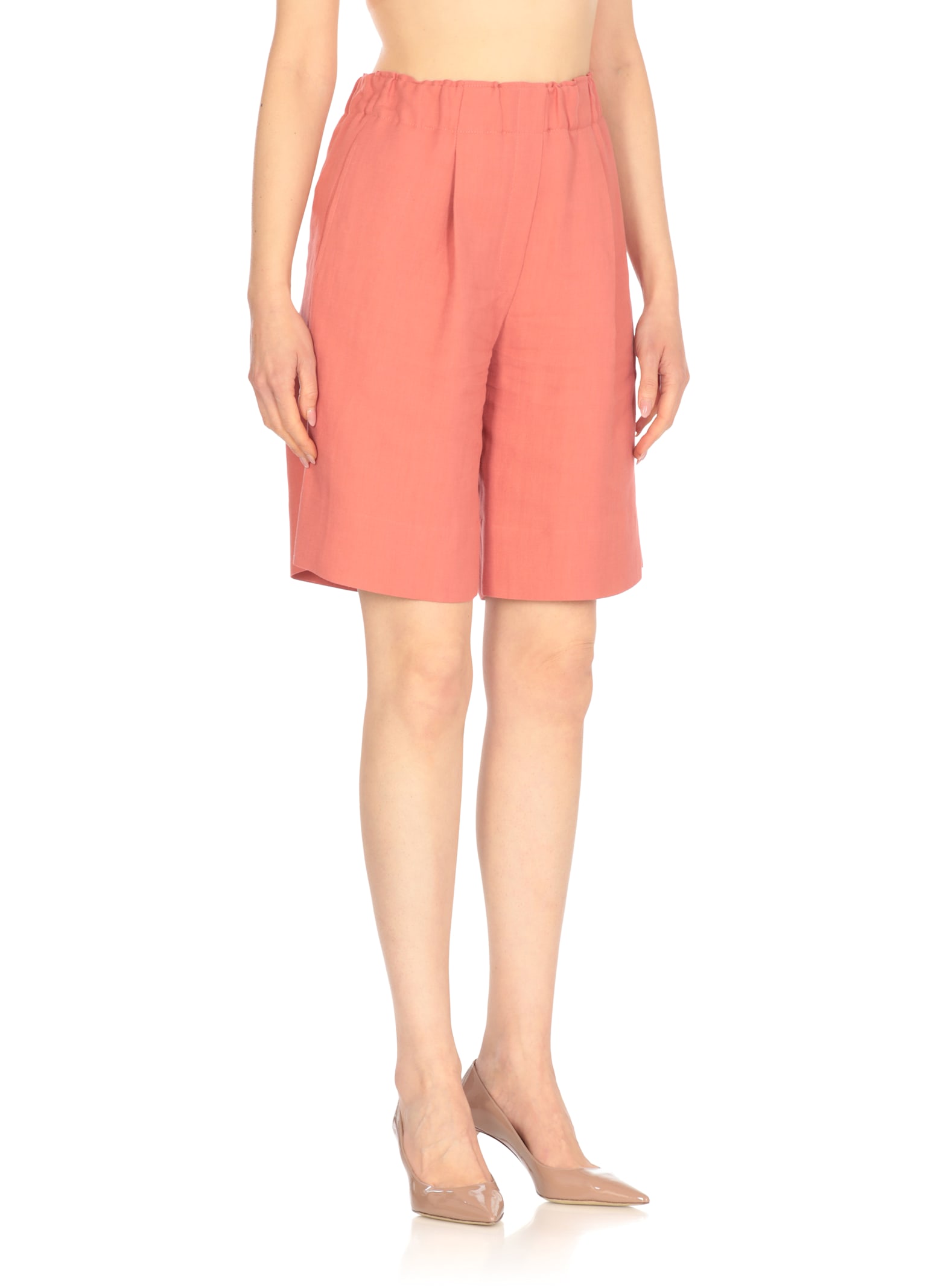 Antonelli High-waist Red Bermudas With Elastic Waistband In Orange