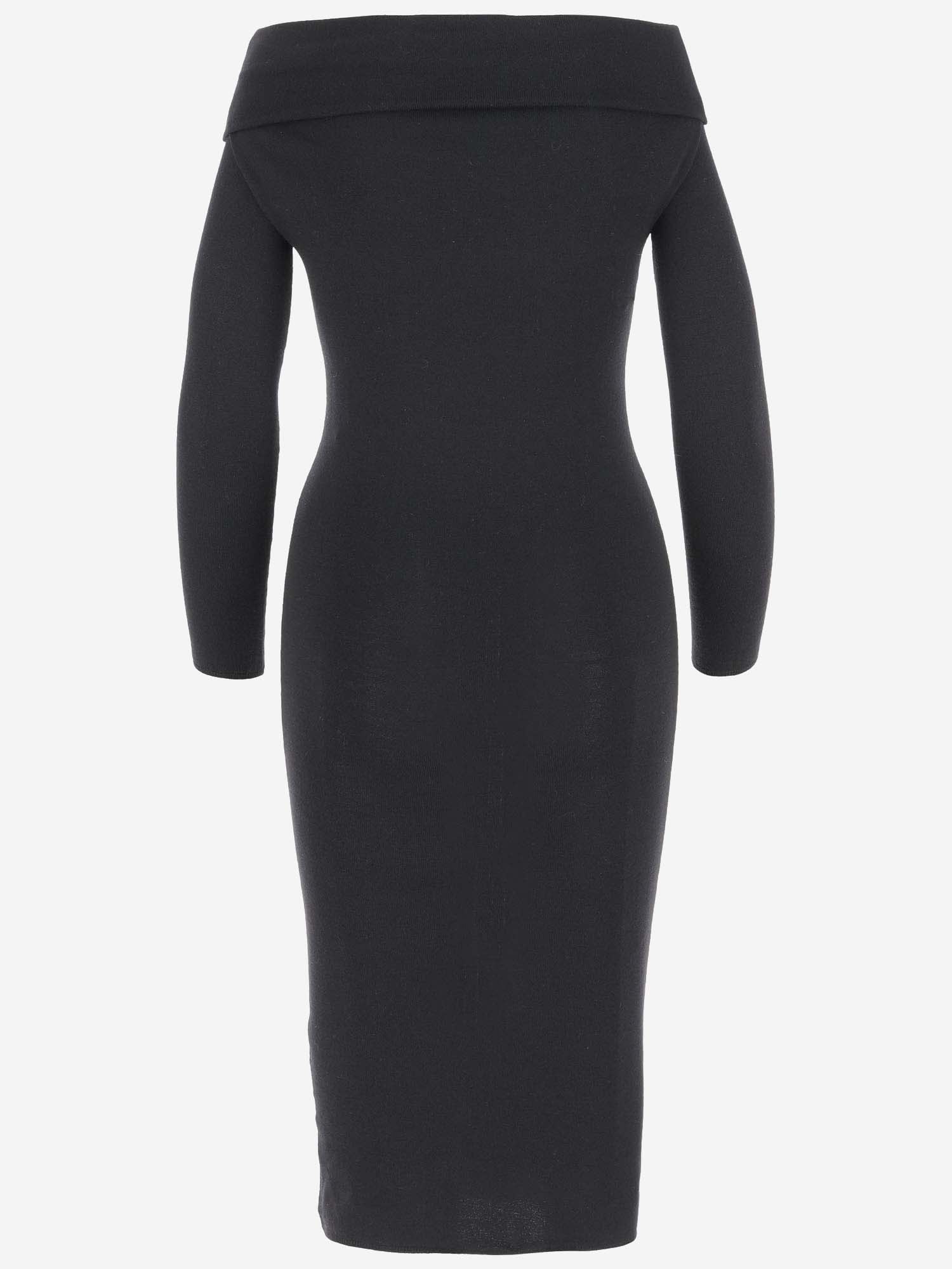 Shop Armarium Wool Blend Dress In Black