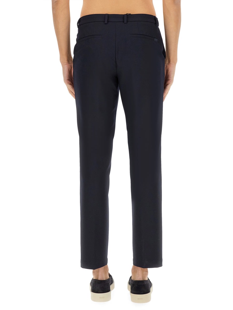 Hugo Boss Tailored Trousers With Belt Loops And Pockets In Blue