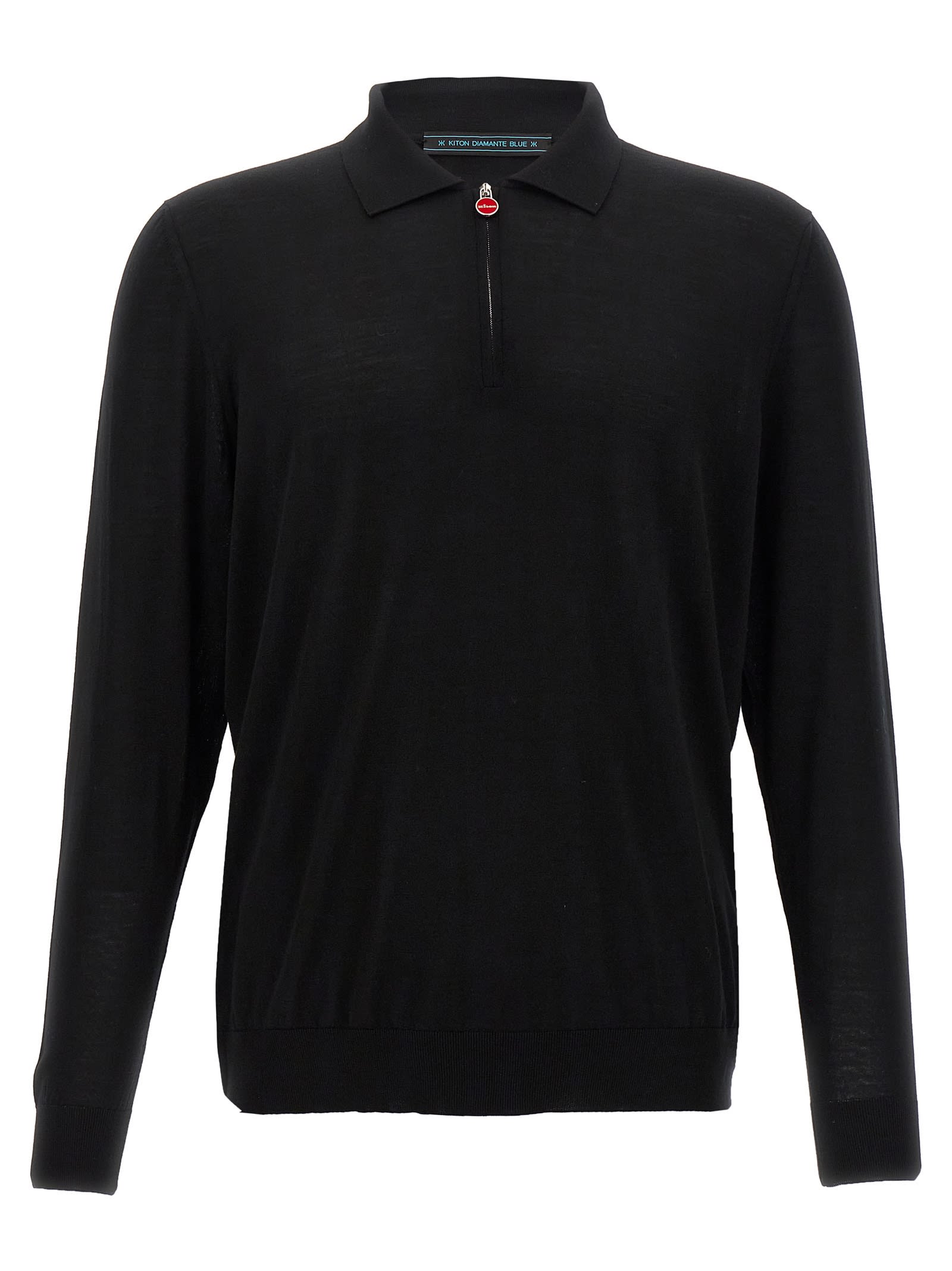 Shop Kiton Wool Polo Shirt In Black