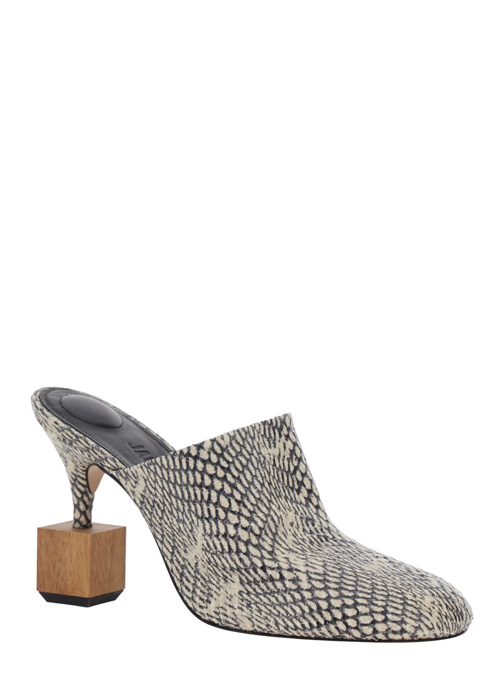 Jacquemus 'les Bisou' Multicolor Mules With Snakeskin Effect And High Heel In Beige