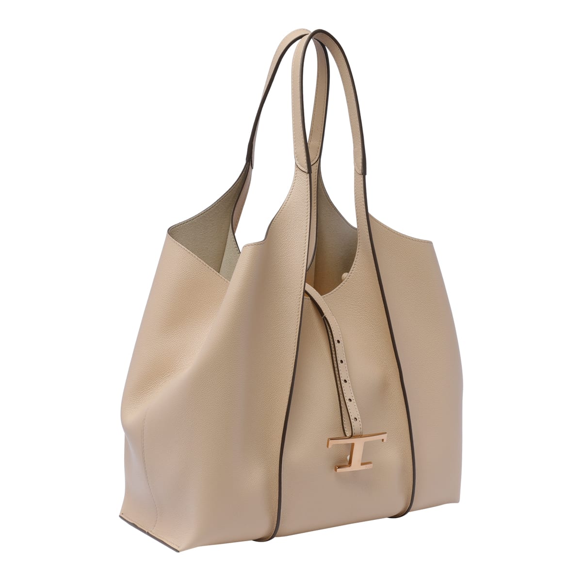 Shop Tod's Medium T-timeless Shoulder Bag In Beige