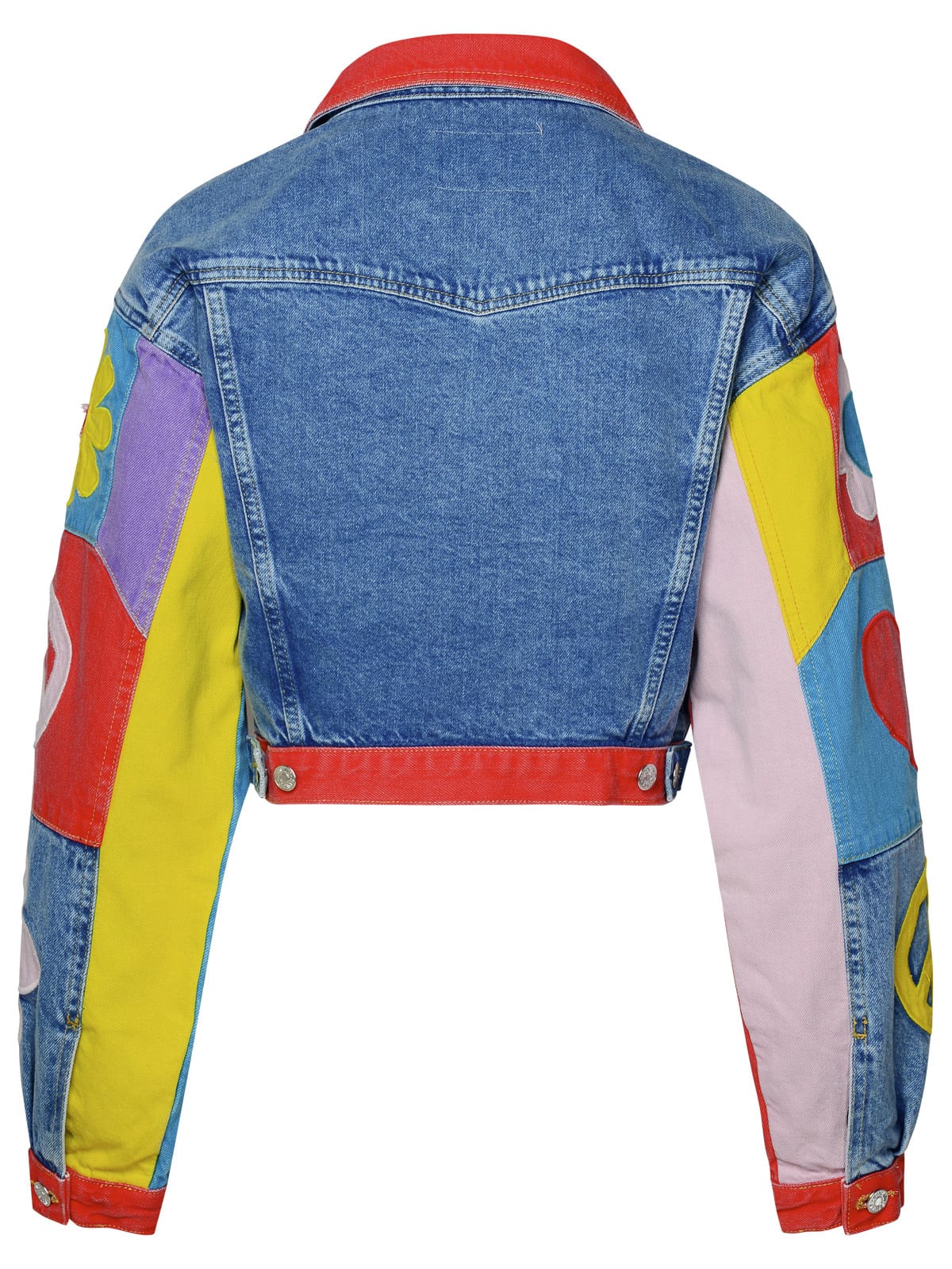 Shop M05ch1n0 Jeans Light Blue Denim Jacket In Stone Washed