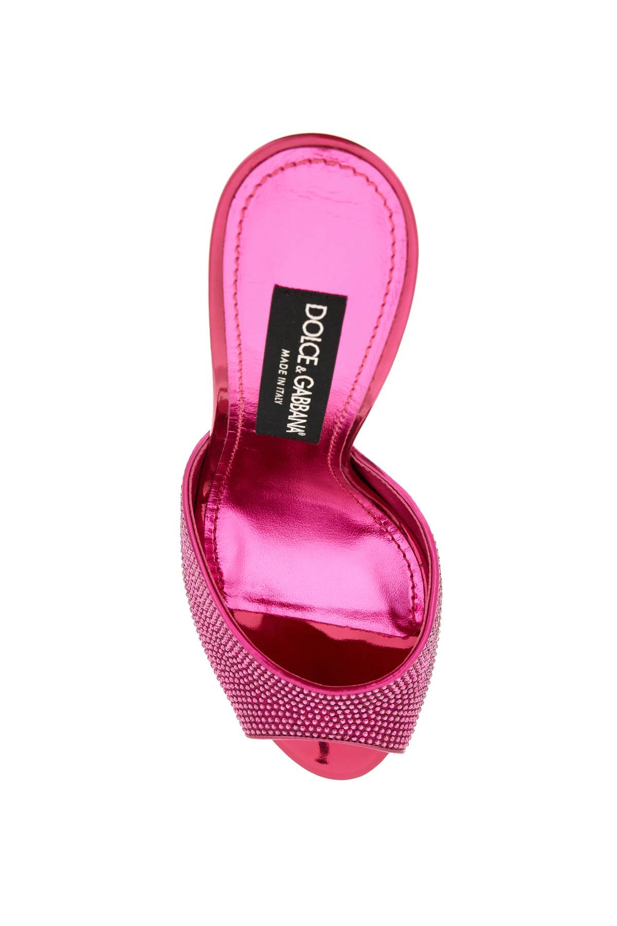 Shop Dolce & Gabbana Satin Mules With Rhinestones In Bouganville/fuxia