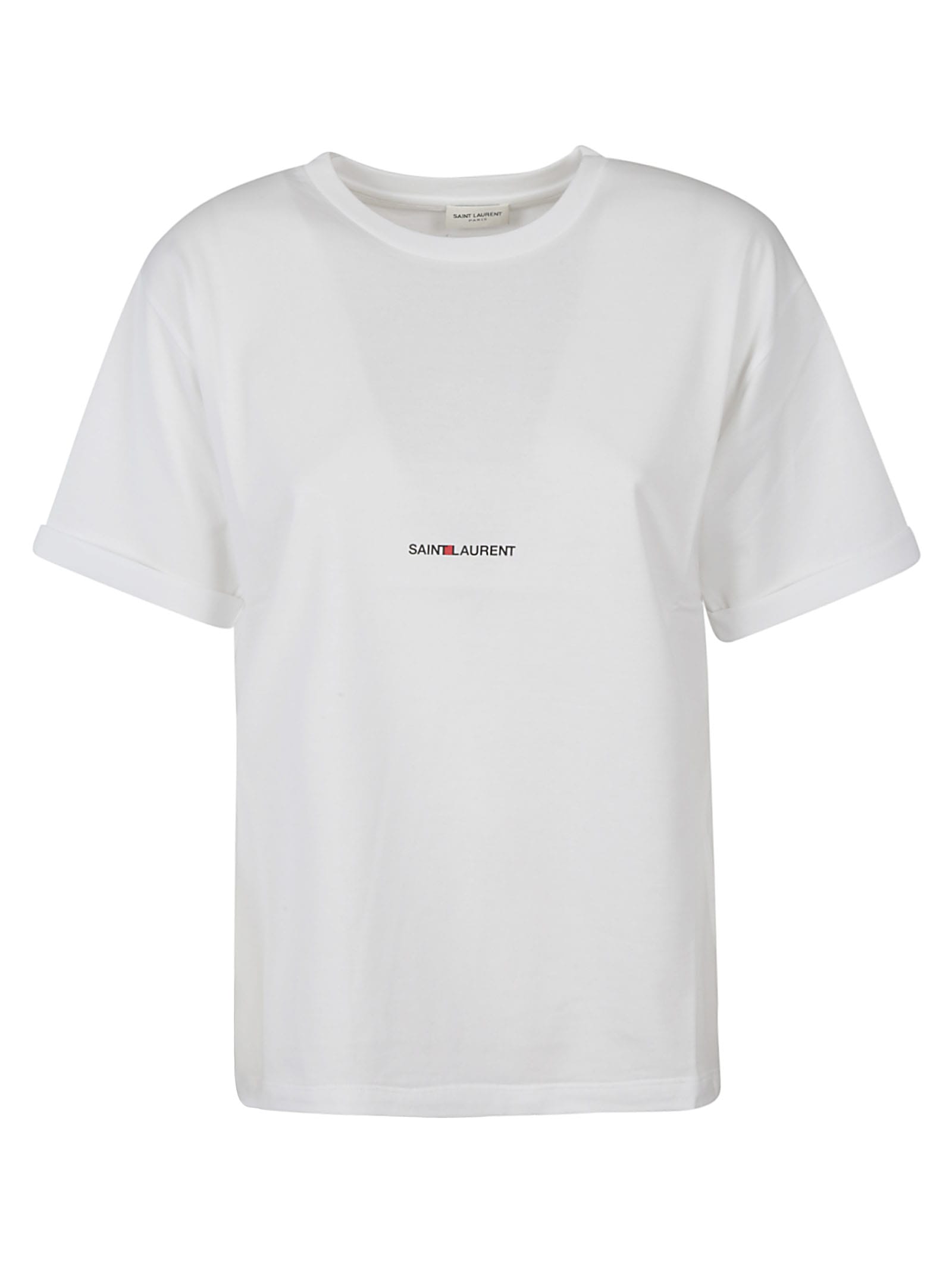 Saint Laurent Printed Cotton-jersey T-shirt In White | ModeSens